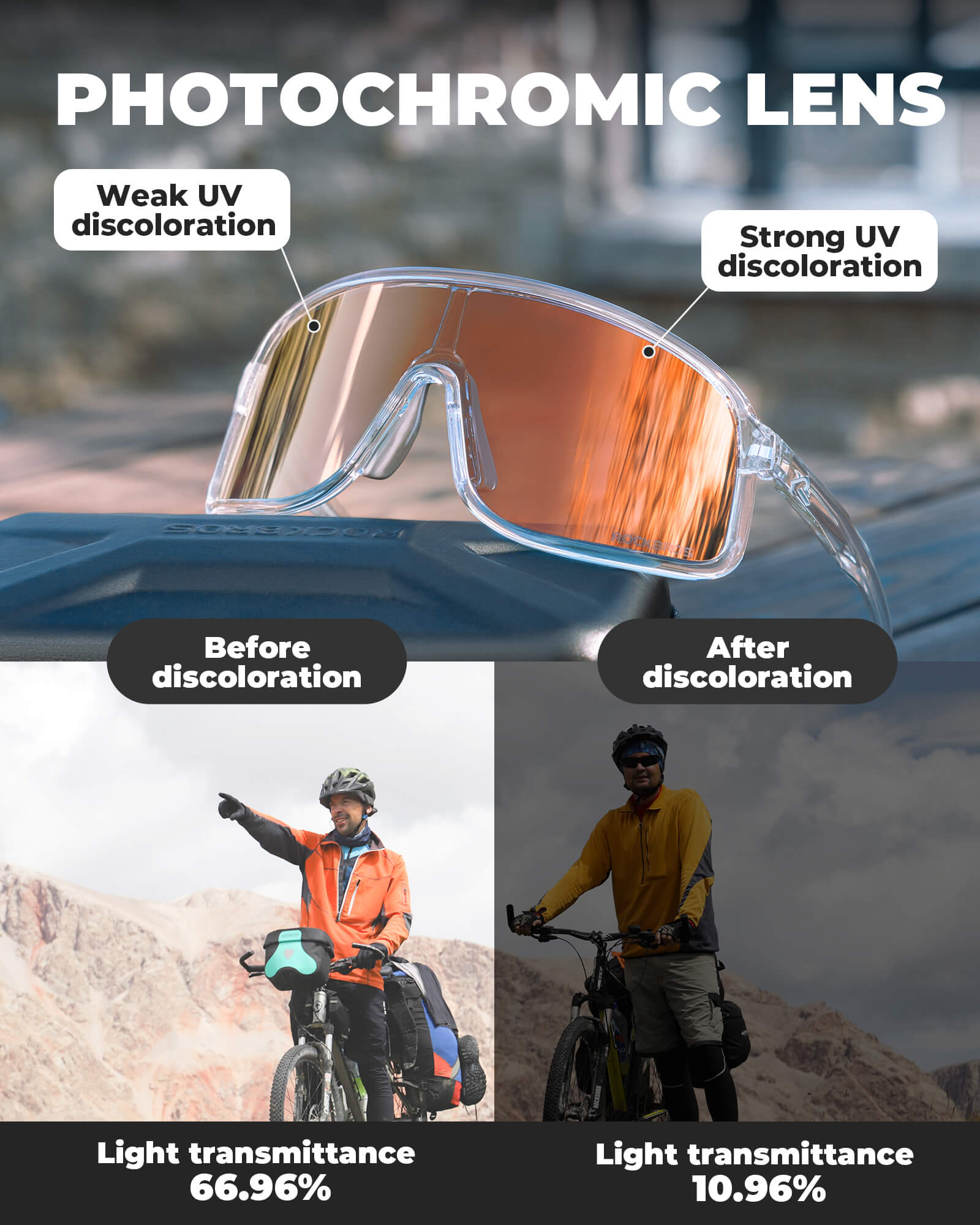 ROCKBROS-Photochromic-Sunglasses-TR90-Frame-Cycling-Glasses-UV400-Unisex-SP350 #Color_Caramel