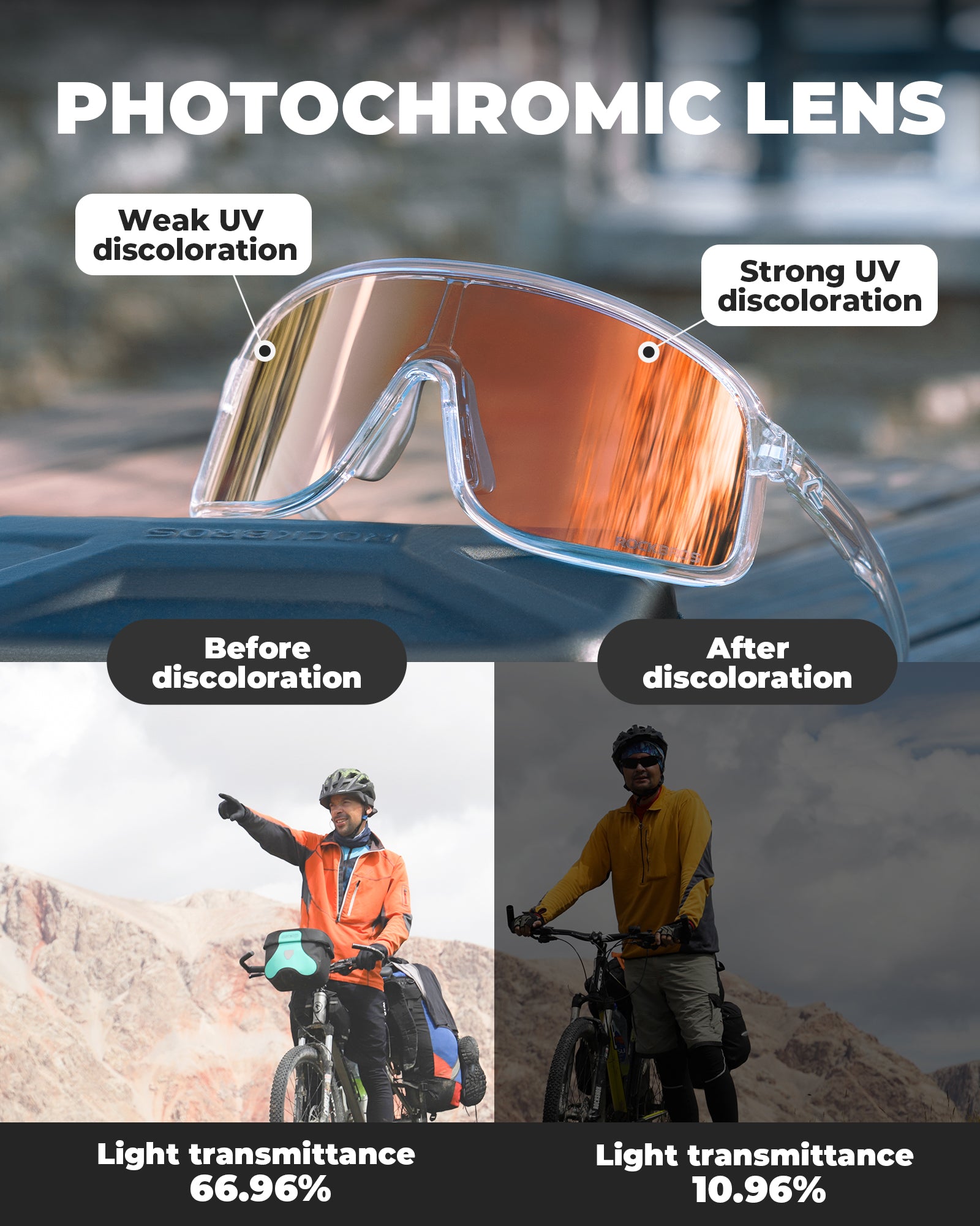 ROCKBROS-Photochromic-Sunglasses-TR90-Frame-Cycling-Glasses-UV400-Unisex-SP350 #Color_Transparent