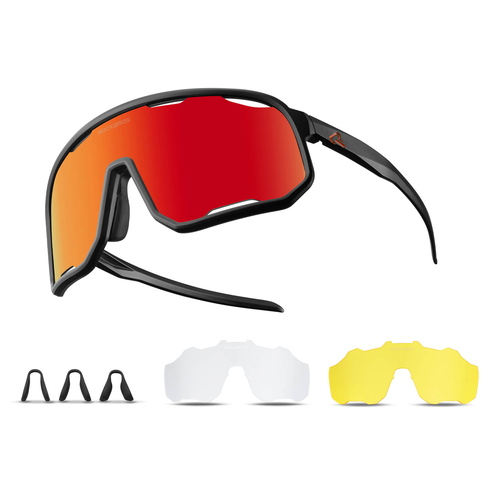 ROCKBROS polarized sunglasses, UV400 protection, transparent cycling glasses, windproof, TR90 frame, perfect for cycling and outdoor sports. #Color_Black sand/Polarized purple red