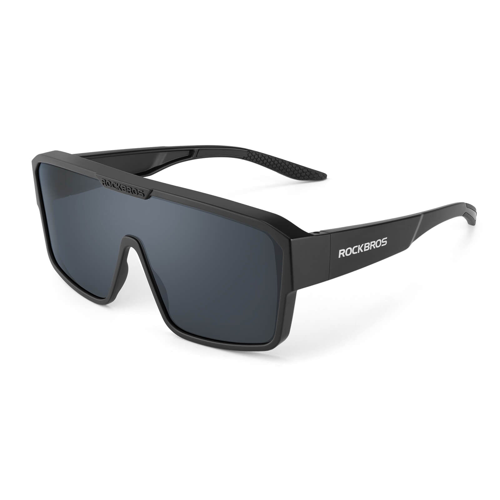 ROCKBROS SP348 polarised cycling sunglasses designed to fit over prescription glasses, UV400 protection and windproof design. #Color_Charcoal Black