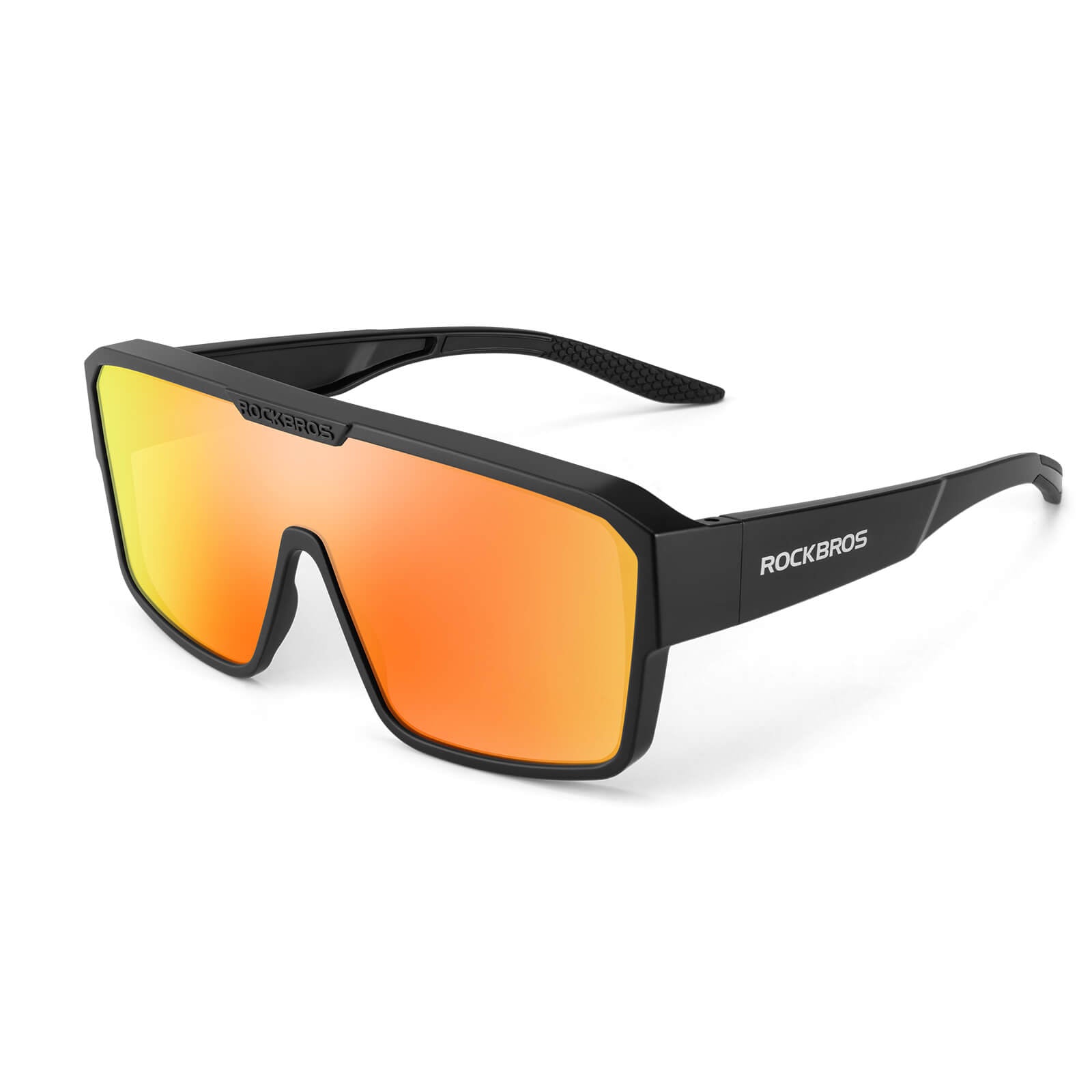 ROCKBROS SP348 polarised cycling sunglasses designed to fit over prescription glasses, UV400 protection and windproof design. #Color_Amber Orange
