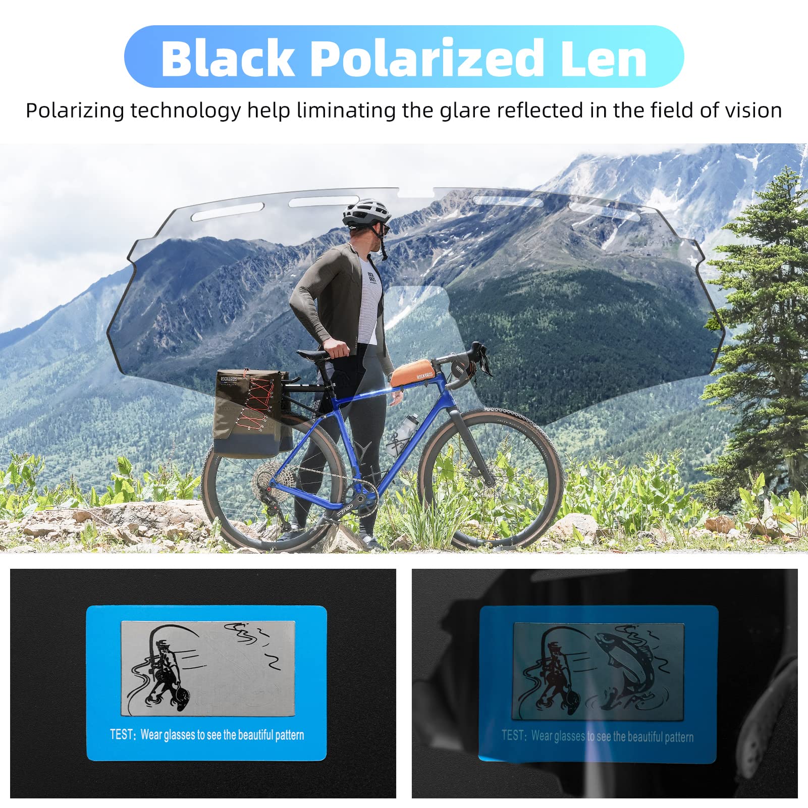 ROCKBROS Polarized Cycling Glasses with 4 Interchangeable Lenses #Color_Black