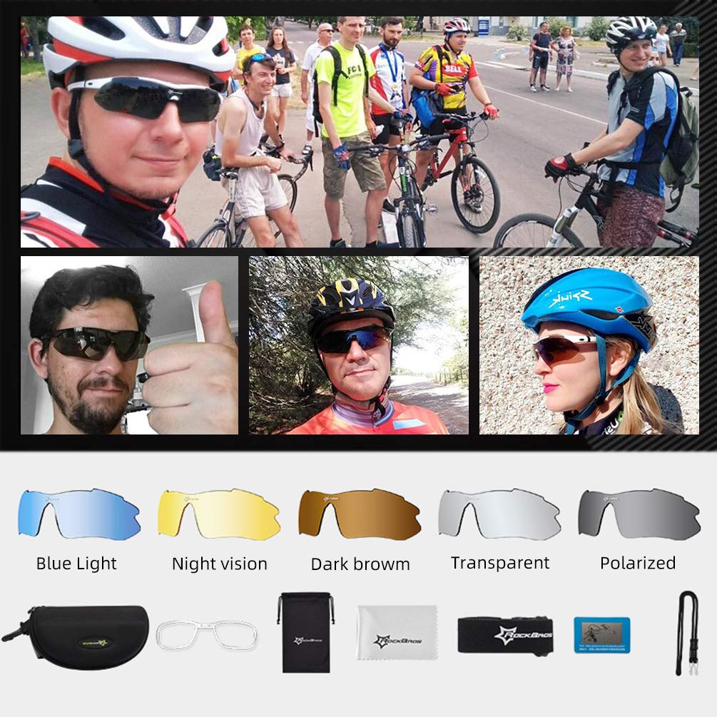 ROCKBROS Polarized Cycling Sunglasses with 5 Interchangeable Lenses ALT #color_White Grey