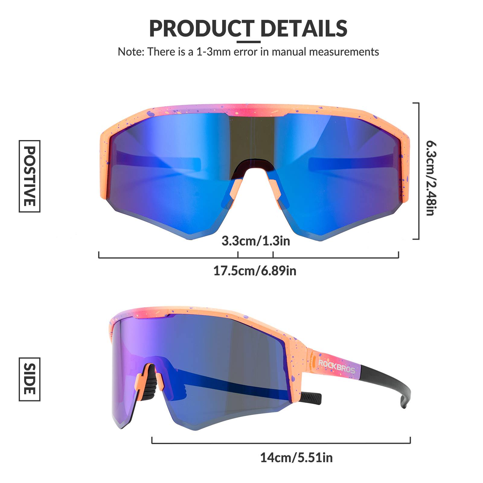 ROCKBROS Polarized Sports Glasses Adjustable Temple TAC Lenses + TR90 #Color_Pink