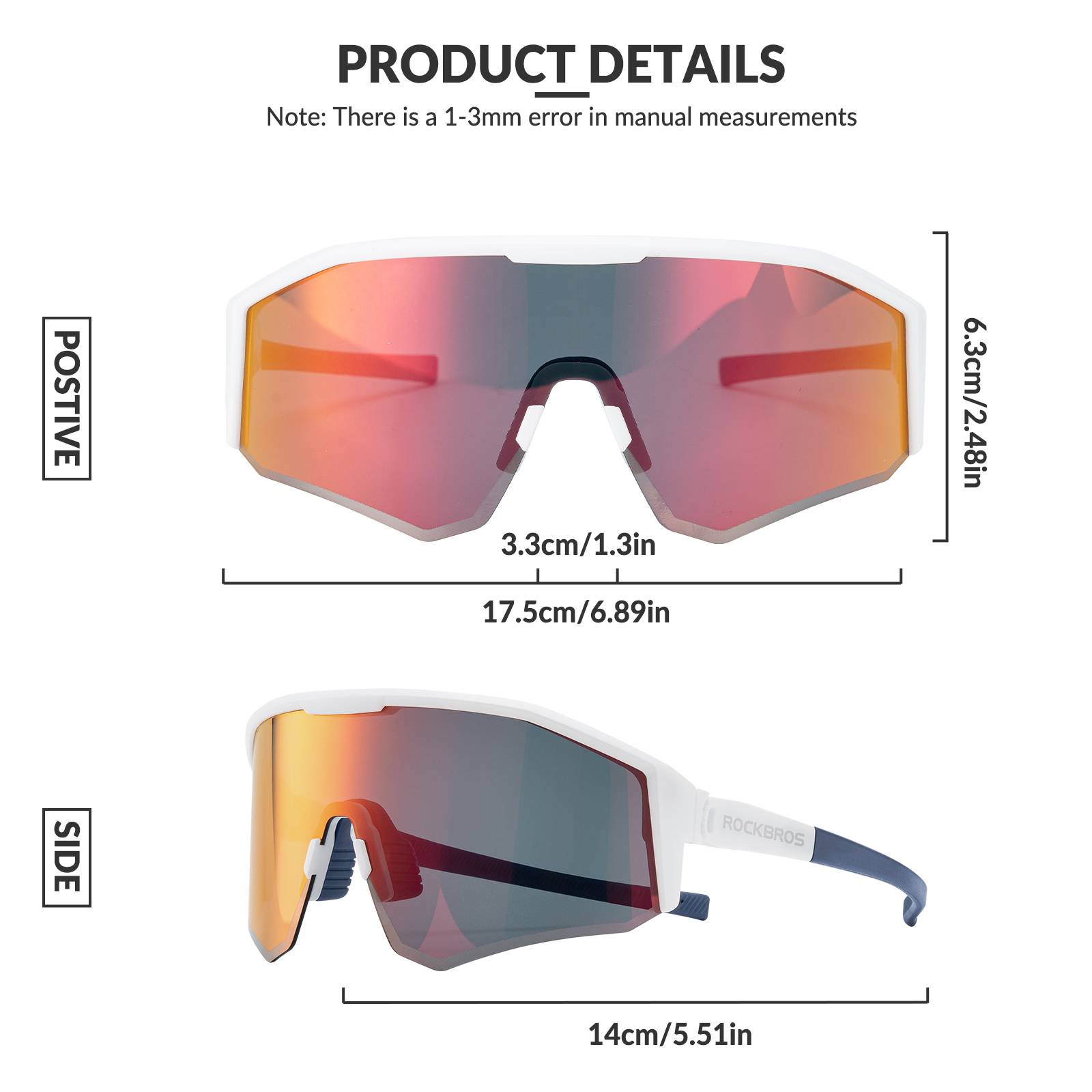 ROCKBROS Polarized Sports Glasses Adjustable Temple TAC Lenses + TR90 #Color_White