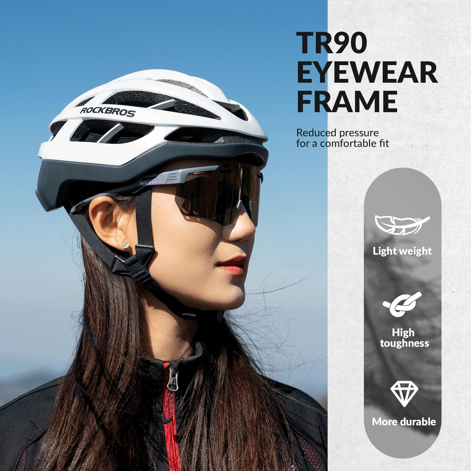 ROCKBROS Polarized Sunglasses 100% UV400 Protection Cycling Glasses #Color_Grey