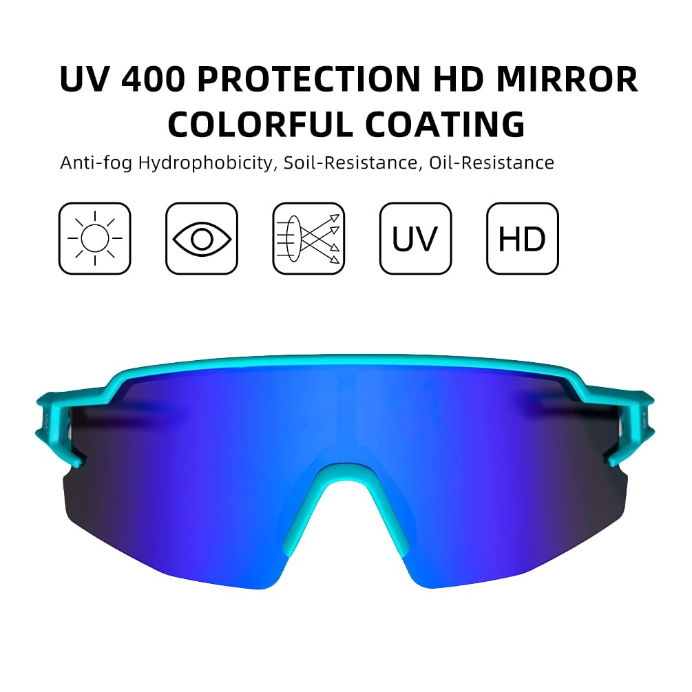 ROCKBROS Polarized Sunglasses Mens Womens Cycling Glasses for Outdoor Sports #Color_Turquoise Blue