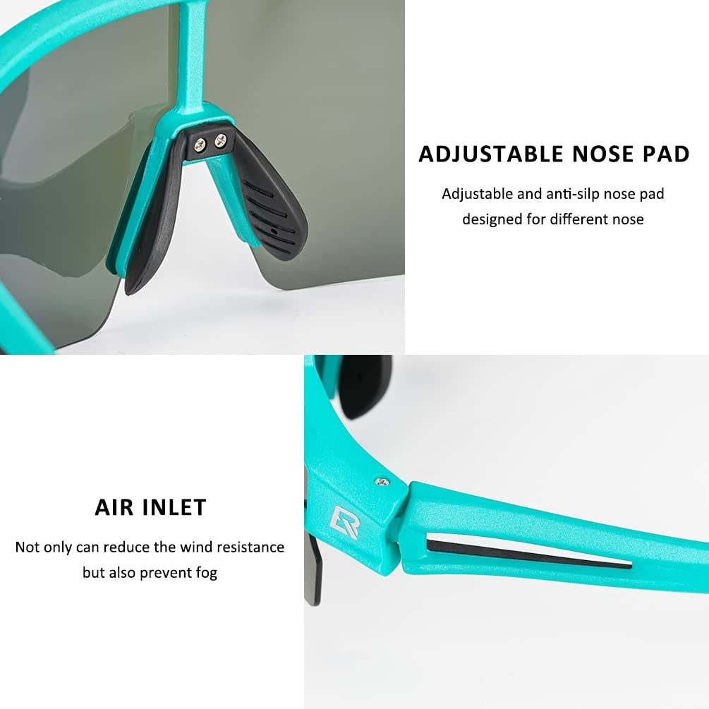 ROCKBROS Polarized Sunglasses Mens Womens Cycling Glasses for Outdoor Sports #Color_Turquoise Blue