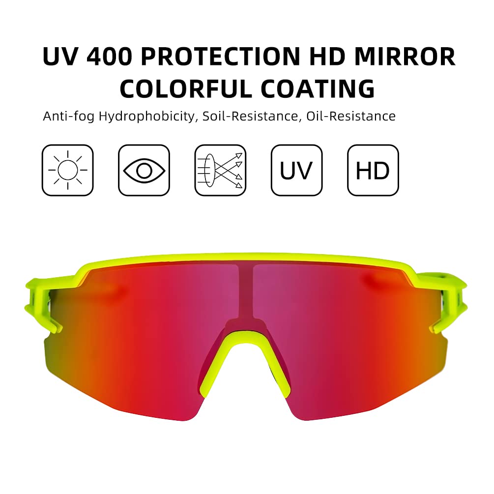 ROCKBROS Polarized Sunglasses Mens Womens Cycling Glasses for Outdoor Sports #Color_Lime Green