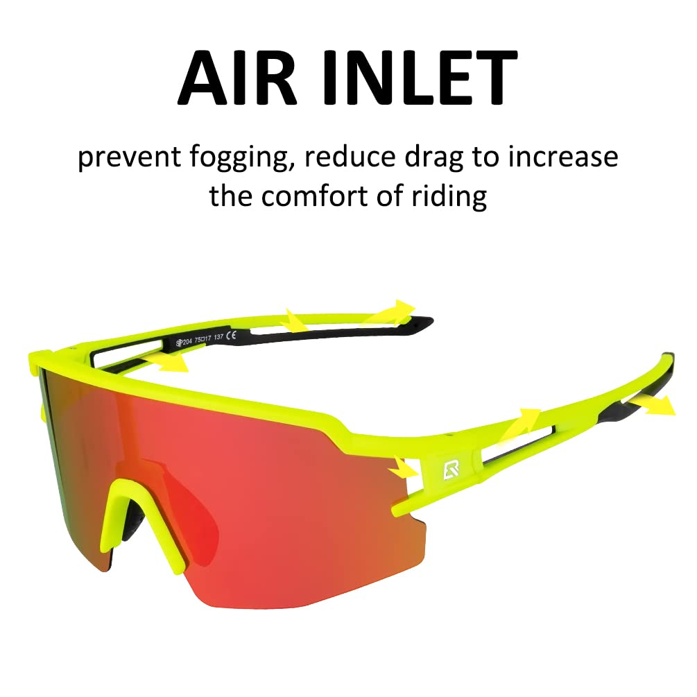 ROCKBROS Polarized Sunglasses Mens Womens Cycling Glasses for Outdoor Sports #Color_Lime Green
