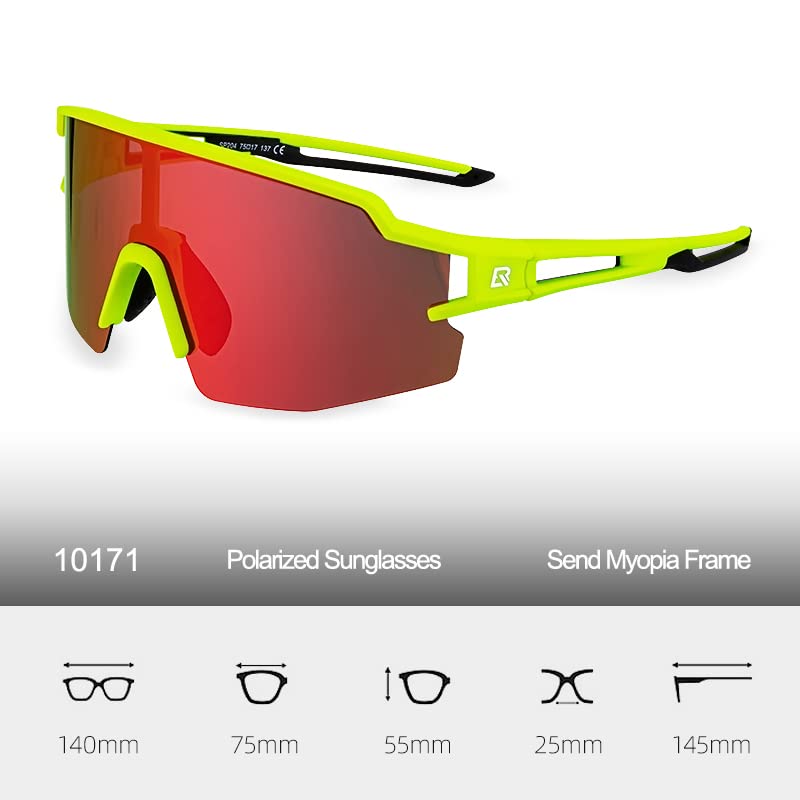 ROCKBROS Polarized Sunglasses Mens Womens Cycling Glasses for Outdoor Sports #Color_Lime Green