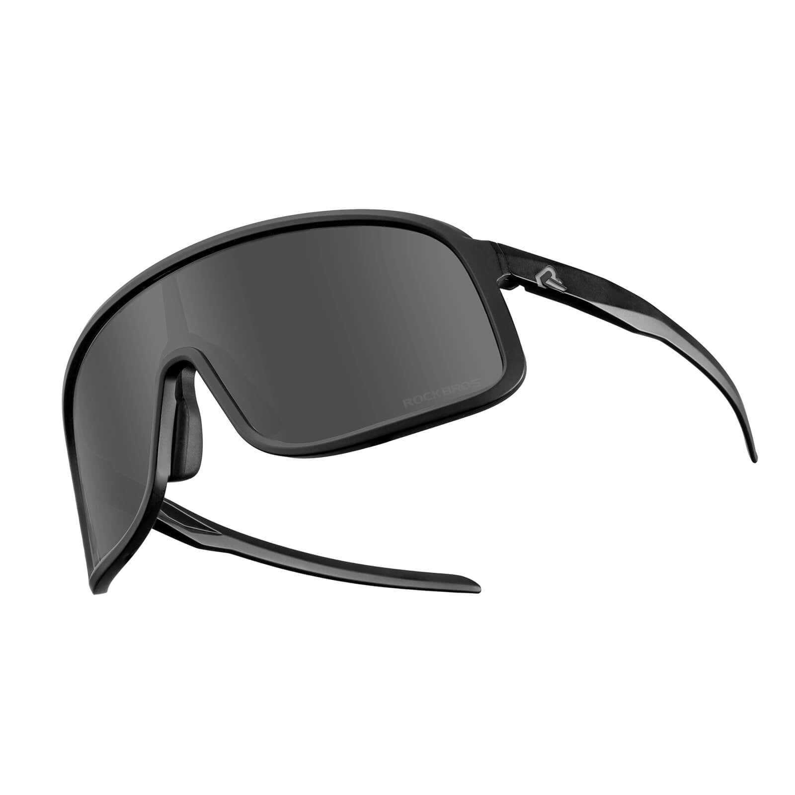 ROCKBROS polarized sunglasses, TR90 frame, UV400 protection, unisex cycling glasses, SP350 model in black. #Color_Black