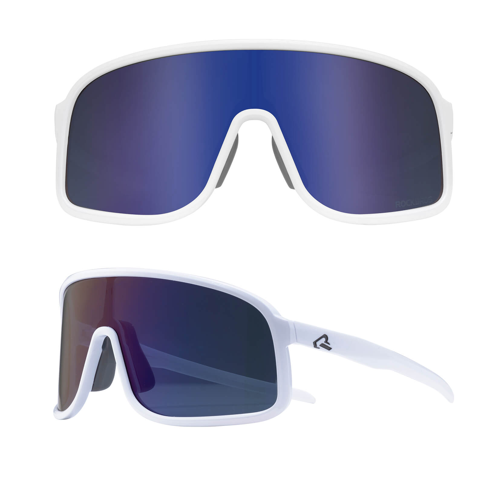 ROCKBROS polarized sunglasses, TR90 frame, UV400 protection, unisex cycling glasses, SP350 model in bright white. #Color_Bright White