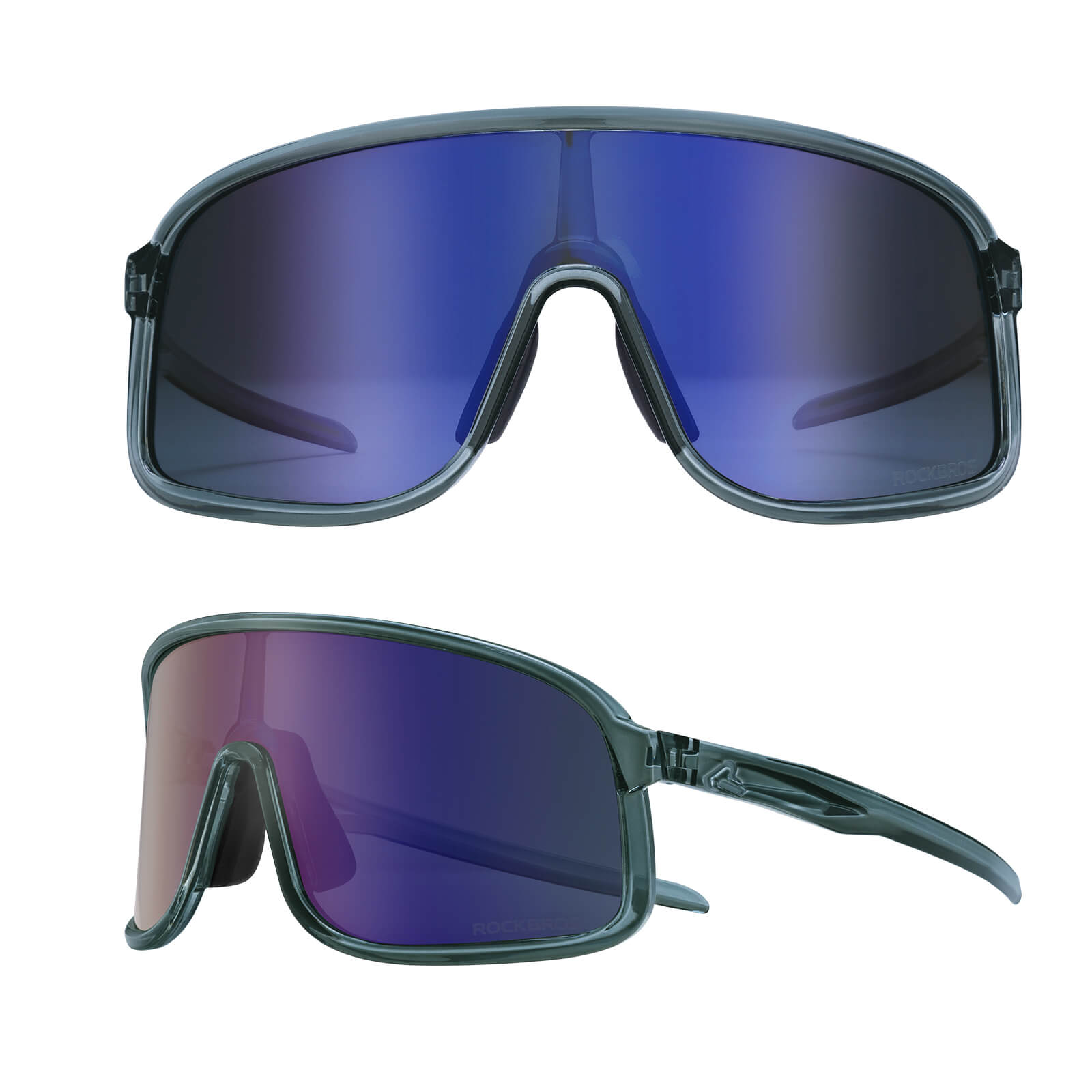 ROCKBROS polarized sunglasses, TR90 frame, UV400 protection, unisex cycling glasses, SP350 model in forest gray. #Color_Forest Gray
