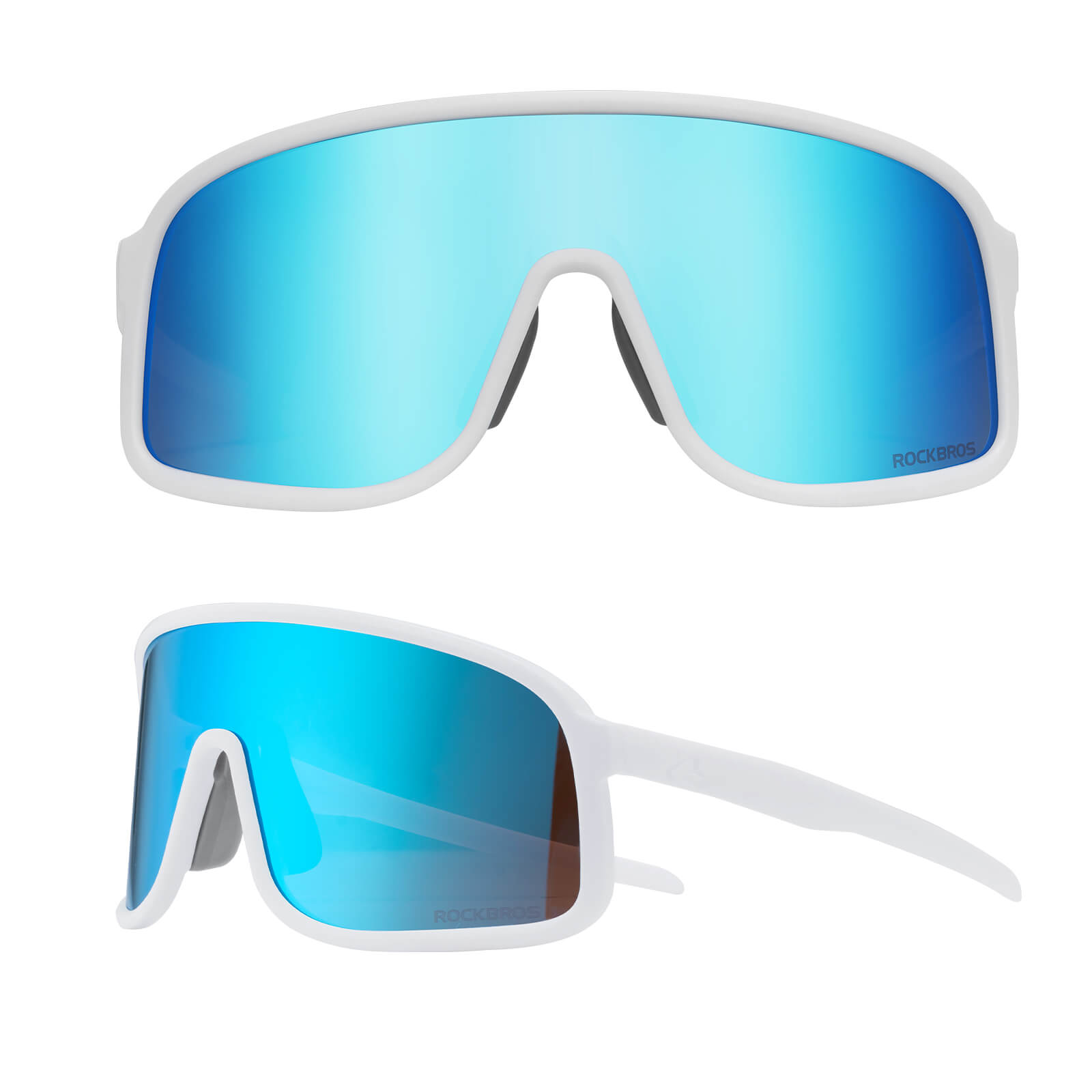 ROCKBROS polarized sunglasses, TR90 frame, UV400 protection, unisex cycling glasses, SP350 model in white. #Color_White