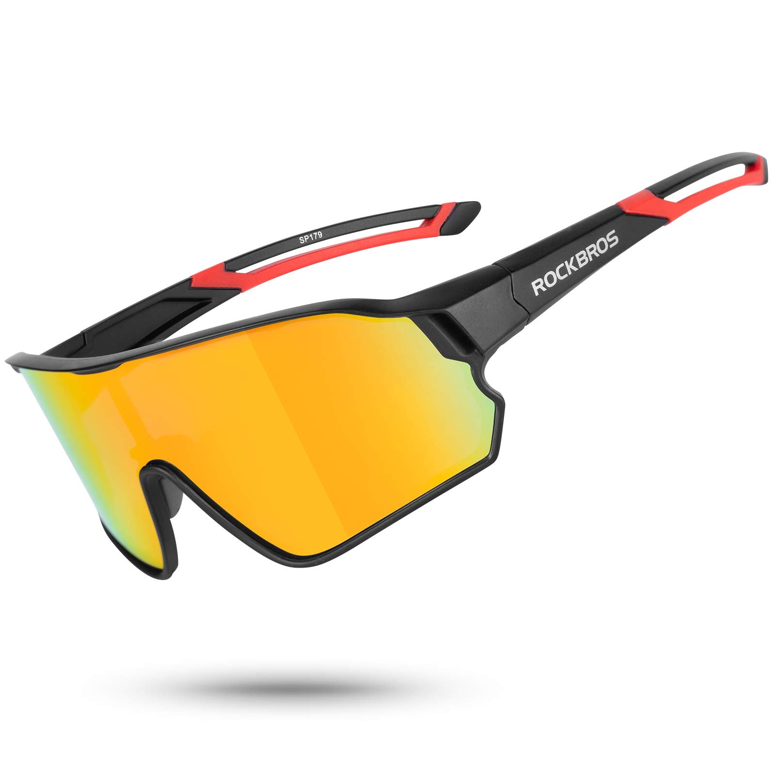 ROCKBROS Polarized Sunglasses UV 400 Protection TR90 Frame Outdoor Sports #Color_Black Red