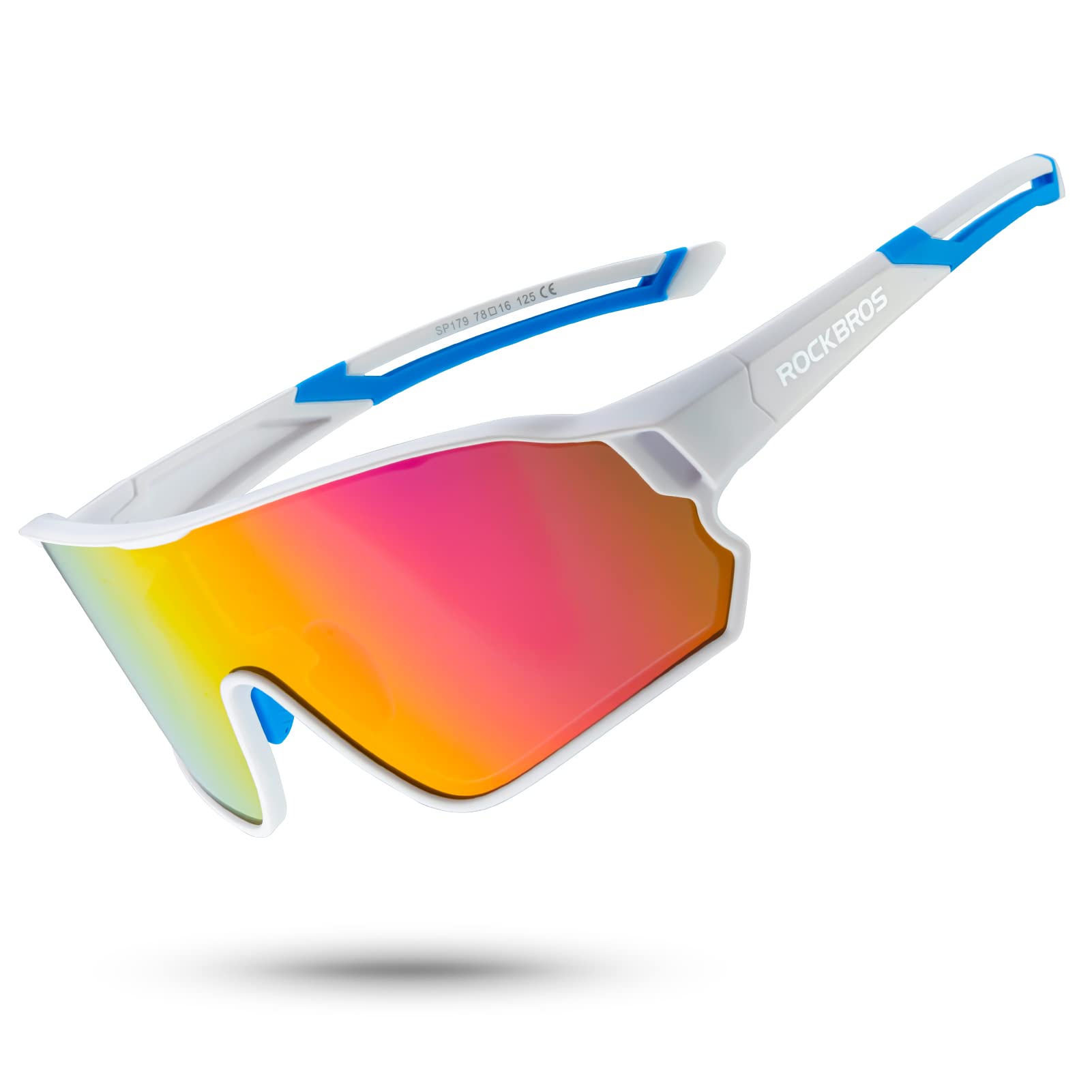 ROCKBROS Polarized Sunglasses UV 400 Protection TR90 Frame Outdoor Sports #Color_White Blue