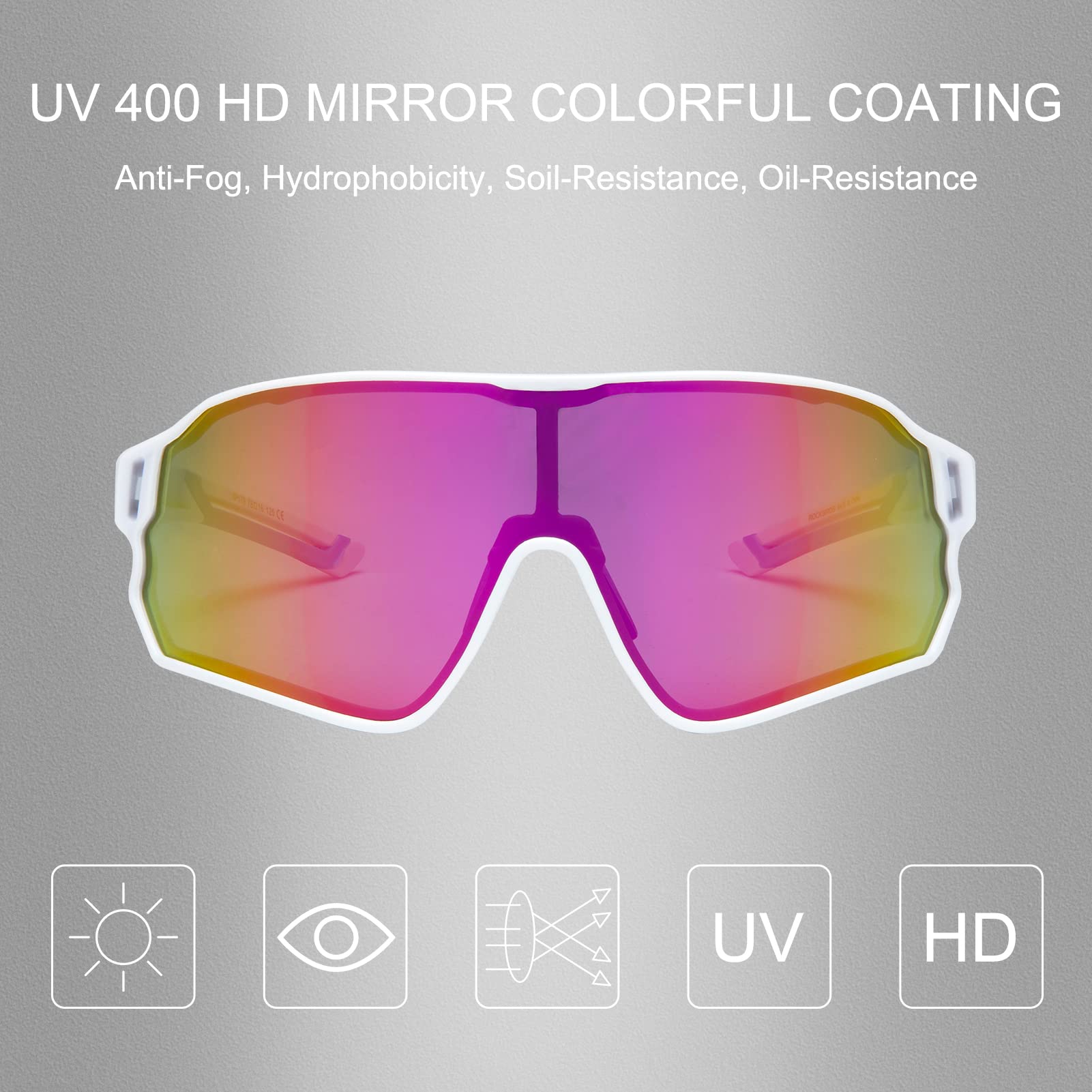 ROCKBROS Polarized Sunglasses UV 400 Protection TR90 Frame Outdoor Sports #Color_White Blue