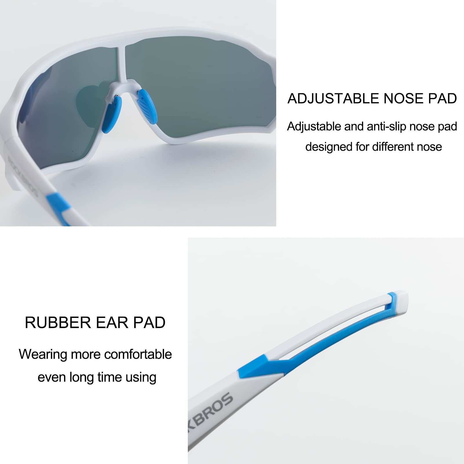 ROCKBROS Polarized Sunglasses UV 400 Protection TR90 Frame Outdoor Sports #Color_White Blue