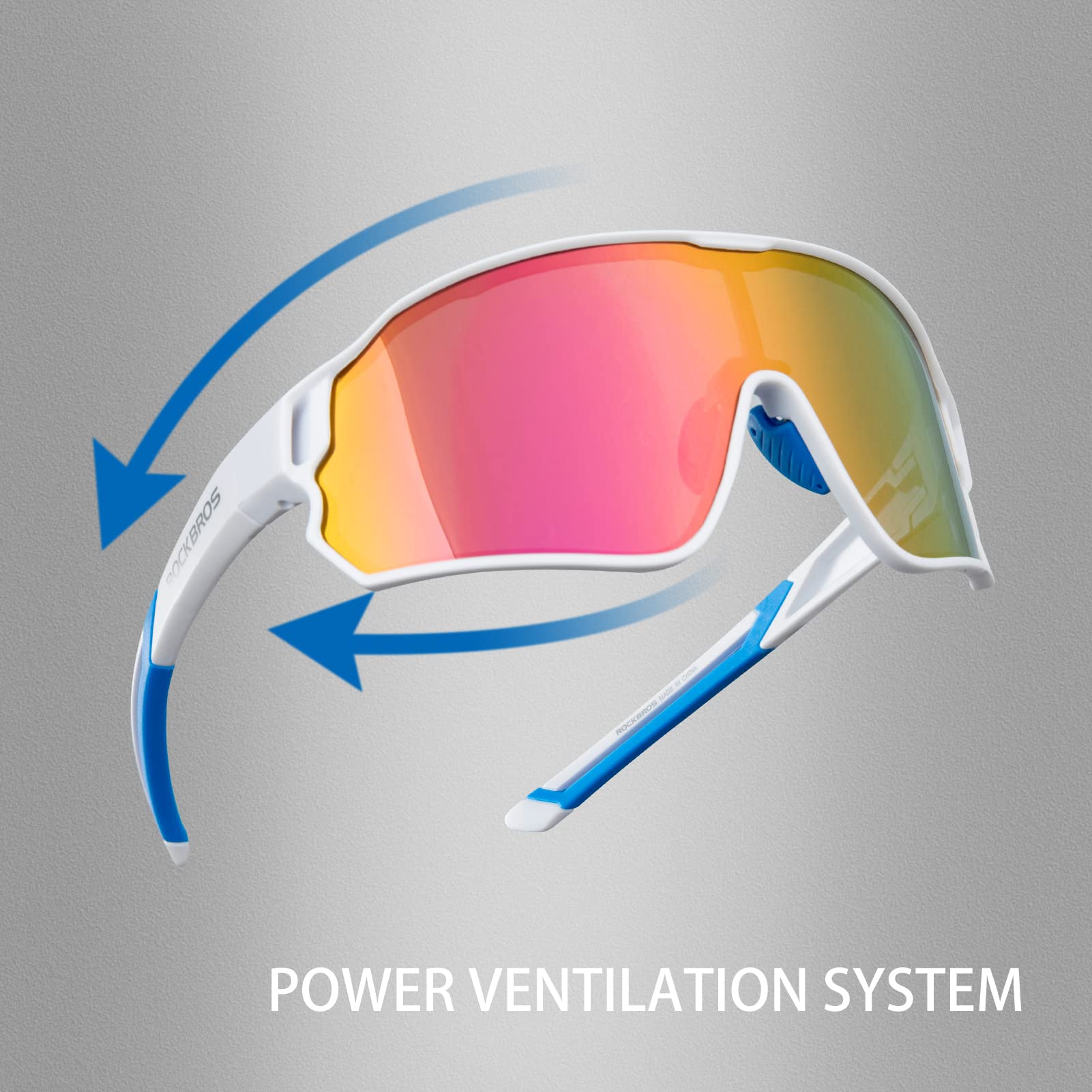 ROCKBROS Polarized Sunglasses UV 400 Protection TR90 Frame Outdoor Sports #Color_White Blue