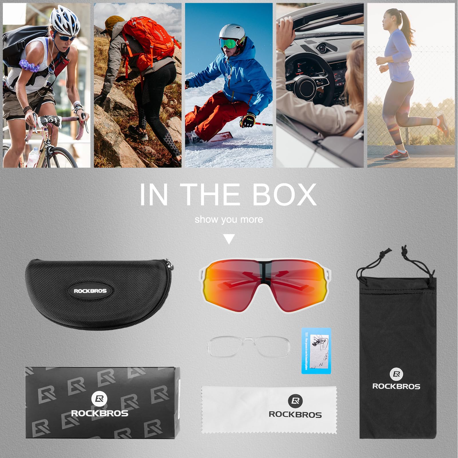 ROCKBROS Polarized Sunglasses UV 400 Protection TR90 Frame Outdoor Sports #Color_White Red