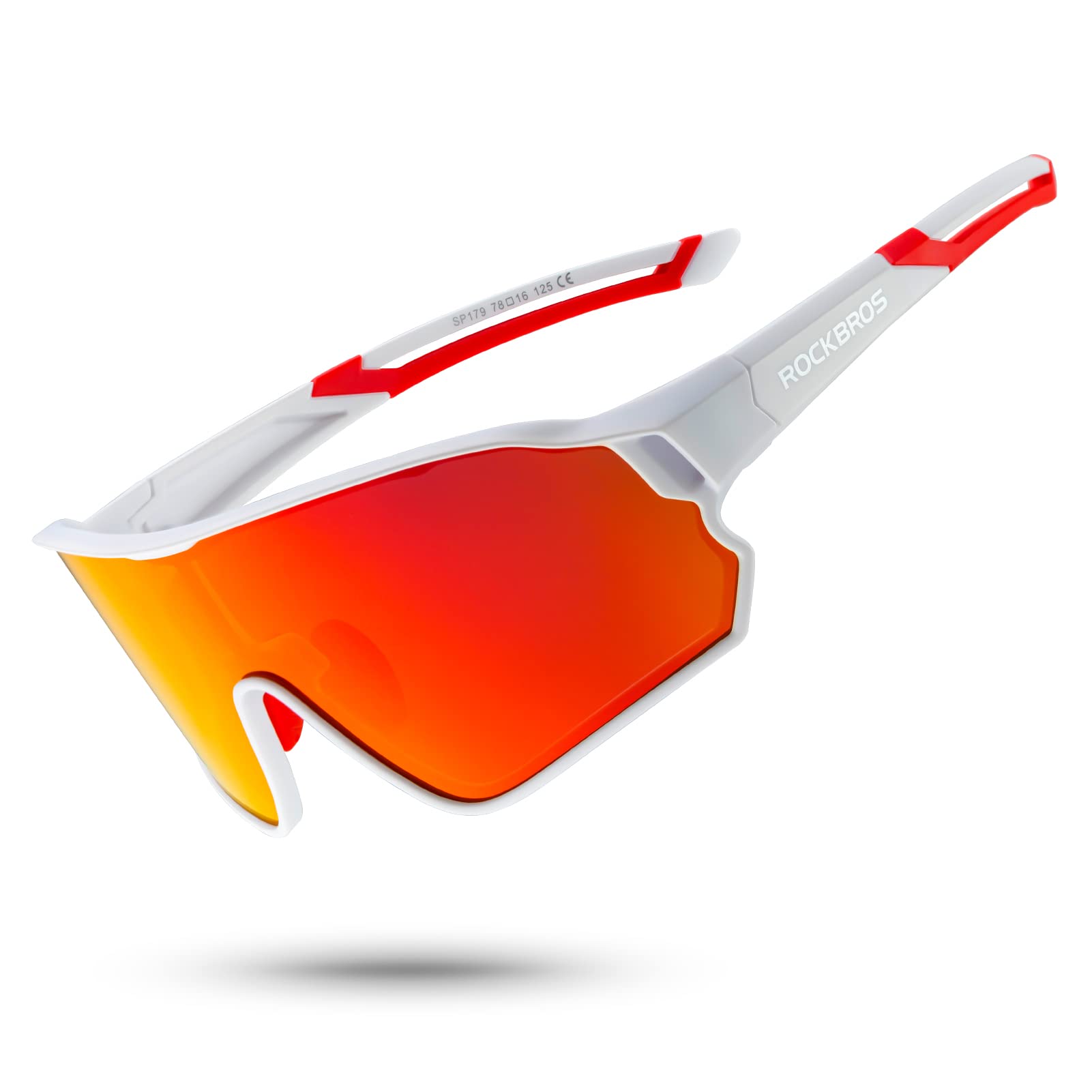 ROCKBROS Polarized Sunglasses UV 400 Protection TR90 Frame Outdoor Sports #Color_White Red