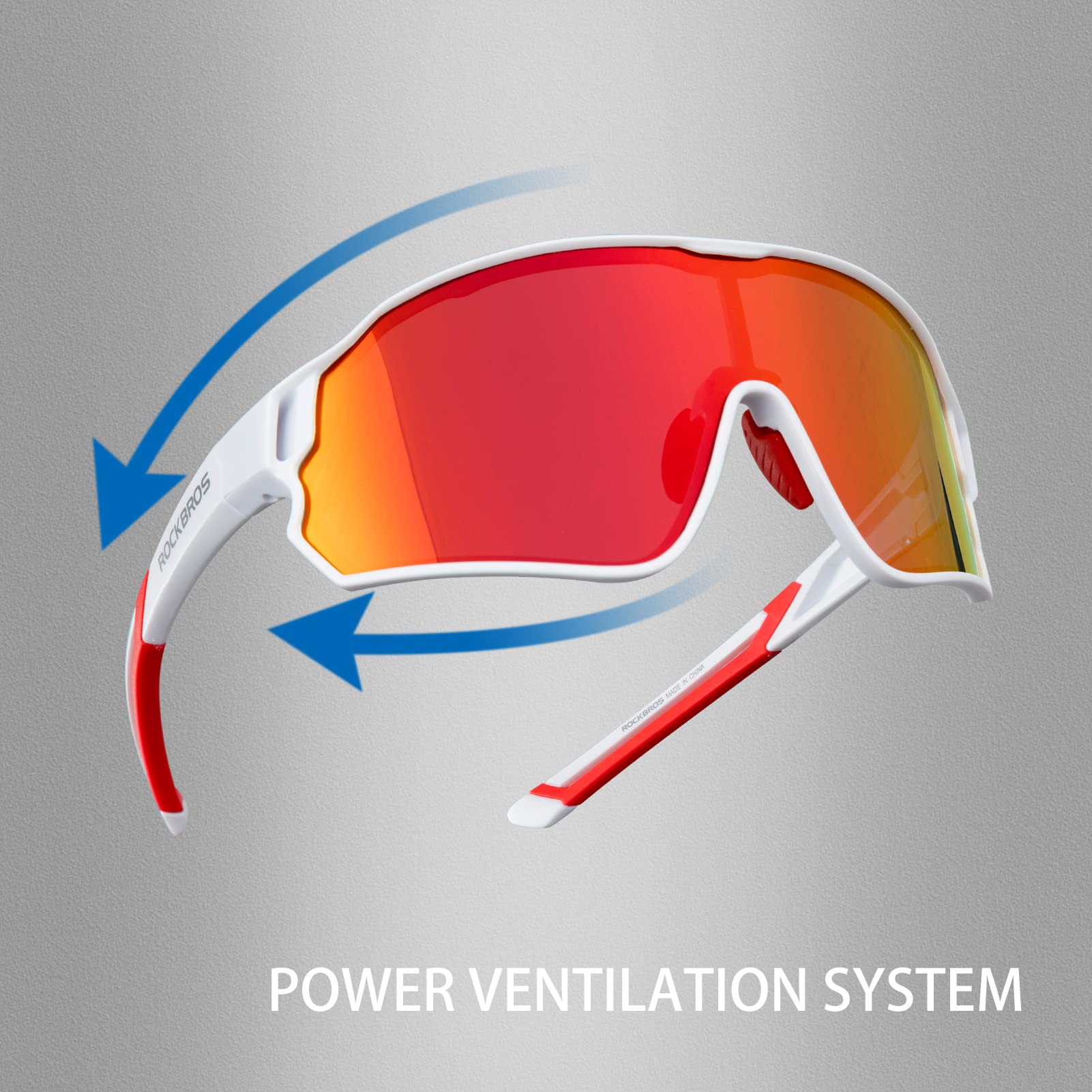ROCKBROS Polarized Sunglasses UV 400 Protection TR90 Frame Outdoor Sports #Color_White Red