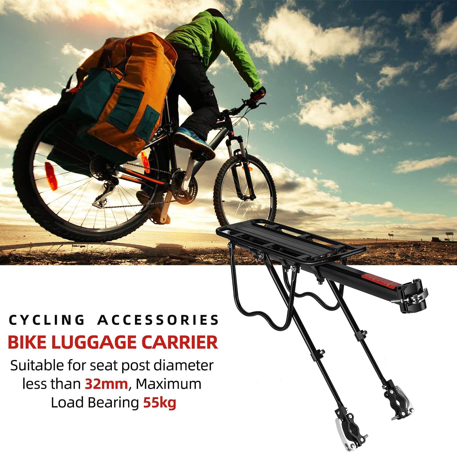 ROCKBROS Quick Release Bicycle Rack Aluminium Alloy with Reflector