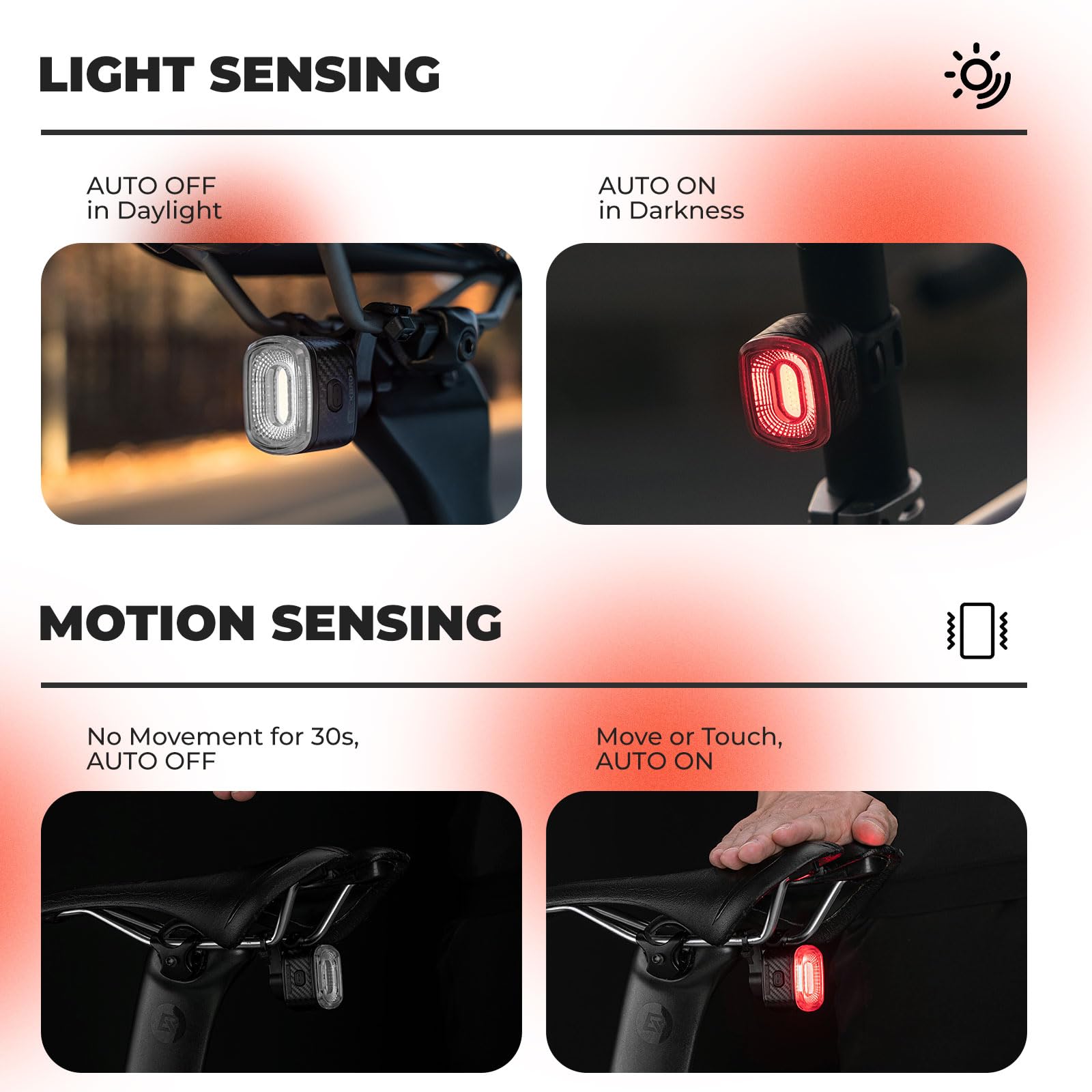 ROCKBROS Rear Bike Light Rechargeable Waterproof Ultra Bright LED Taillight