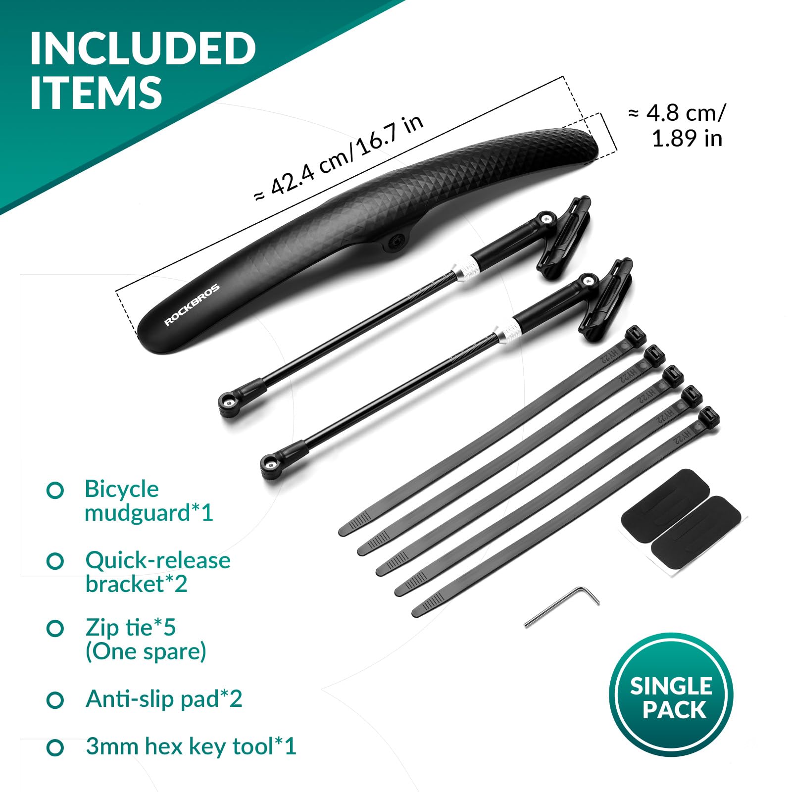 ROCKBROS Road Bike Fenders Set Adjustable Quick Release Bicycle Mudguard #Style_1 Piece