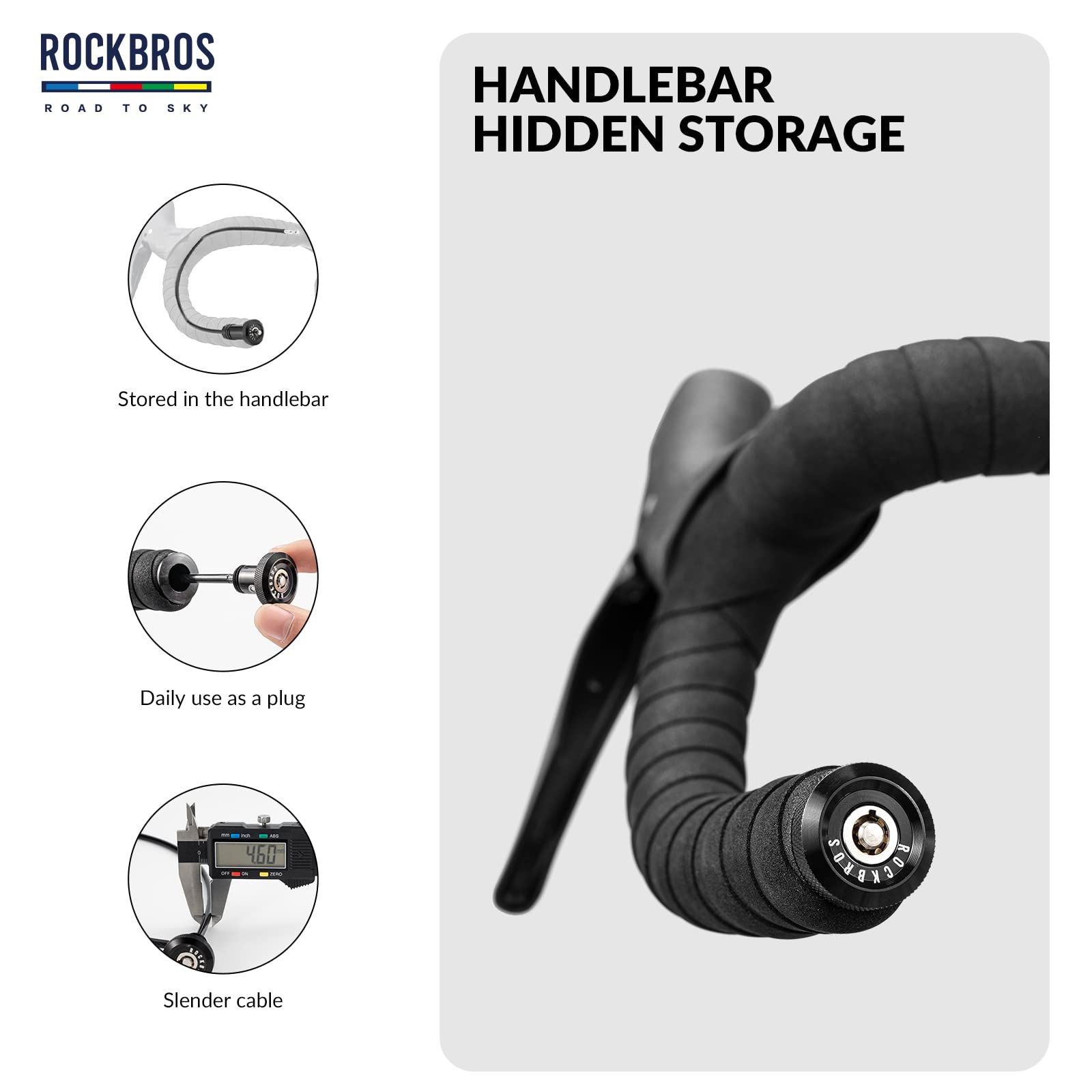ROCKBROS Road-to-Sky Bicycle Cable Lock Mini Multifunctional Hidden 65cm