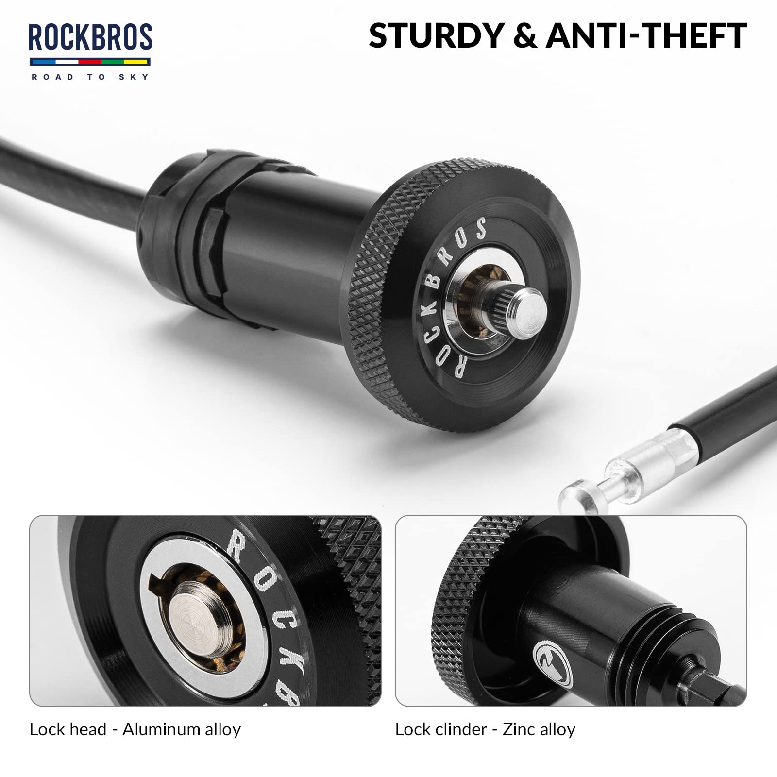 ROCKBROS Road-to-Sky Bicycle Cable Lock Mini Multifunctional Hidden 65cm