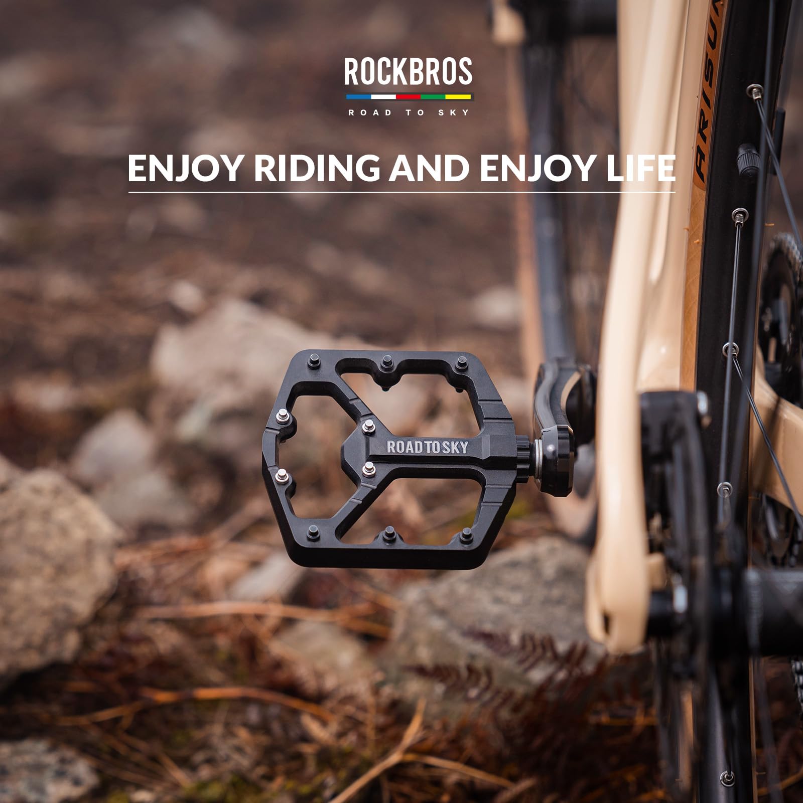 ROCKBROS Road-to-Sky Bicycle Pedals 9/16 Inch Aluminum Alloy Non-Slip