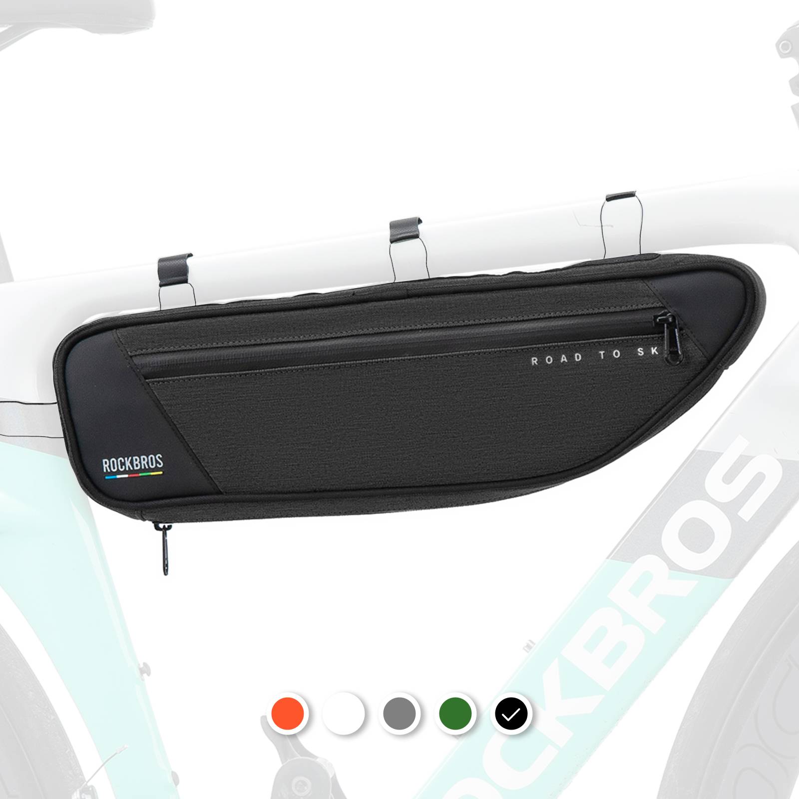 ROCKBROS Road-to-Sky Bike Frame Bag Reflective Waterproof Triangular Bag #Color_Black