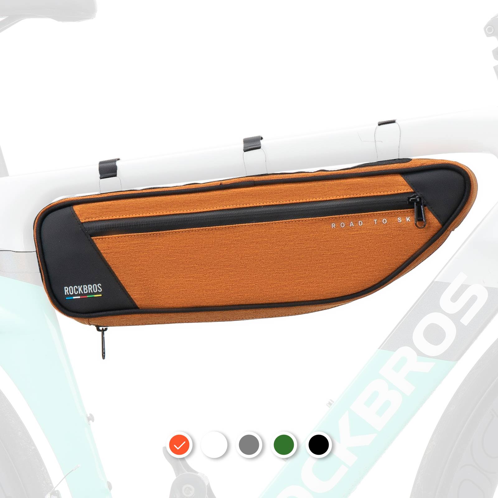 ROCKBROS Road-to-Sky Bike Frame Bag Reflective Waterproof Triangular Bag #Color_Orange