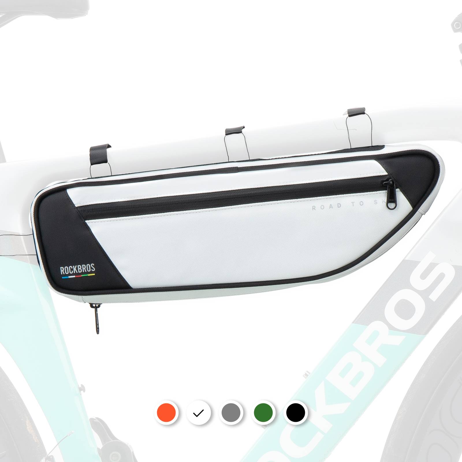 ROCKBROS Road-to-Sky Bike Frame Bag Reflective Waterproof Triangular Bag #Color_White