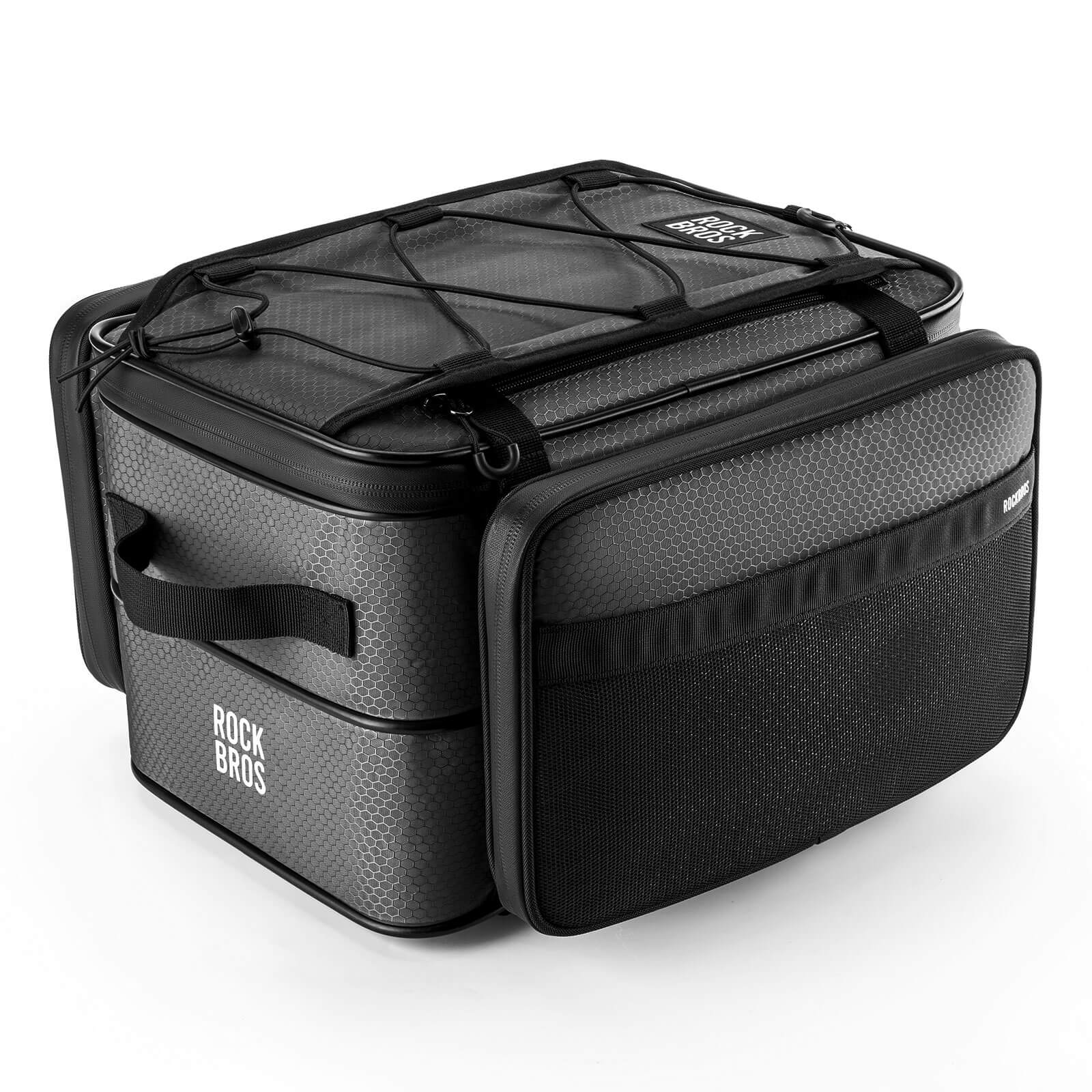 ROCKBROS Road to Sky bike pannier bag, foldable and versatile bike rack bag, 15-30L large capacity, waterproof and durable. #Color_Black