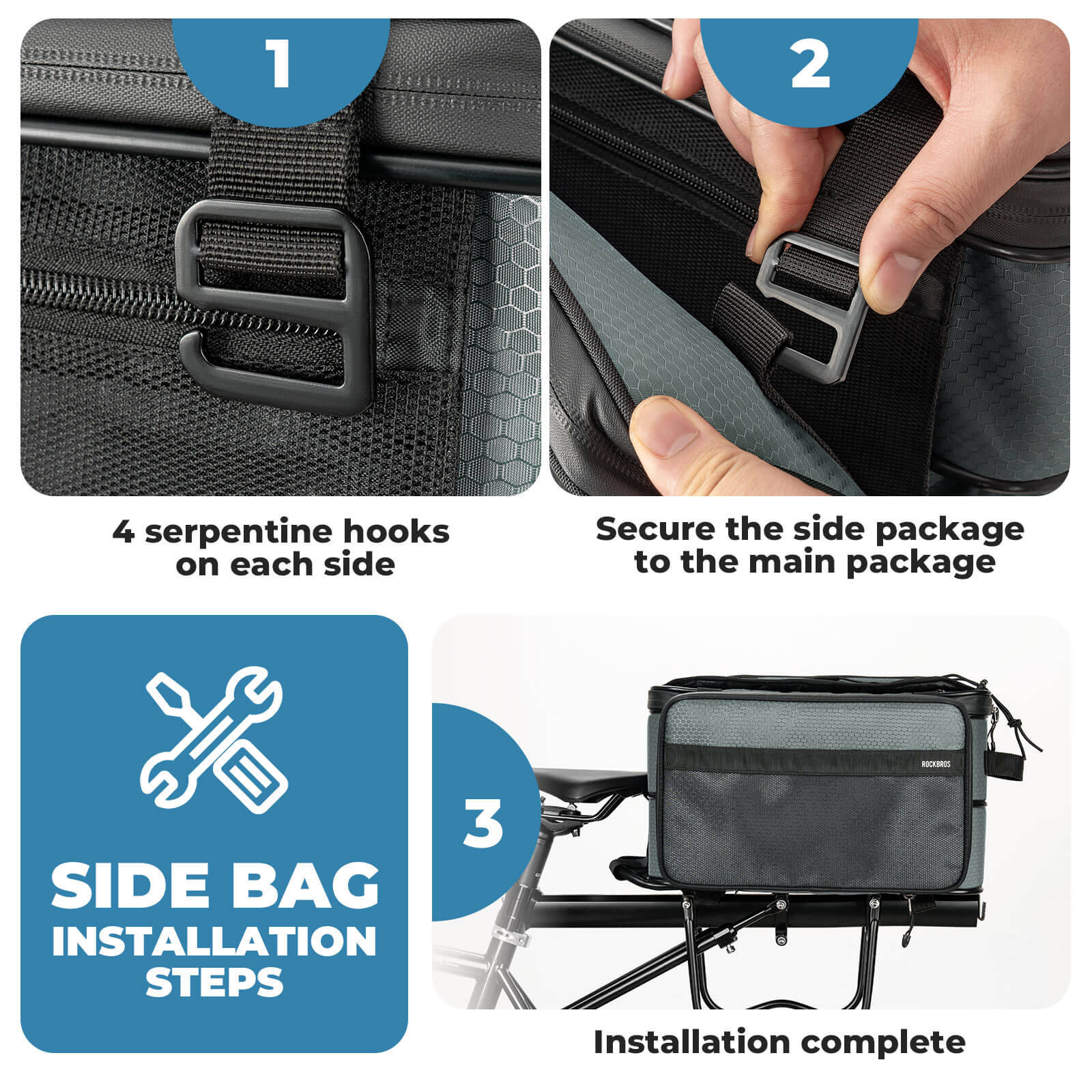 ROCKBROS Road to Sky bike pannier bag, foldable and versatile bike rack bag, 15-30L large capacity, waterproof and durable.