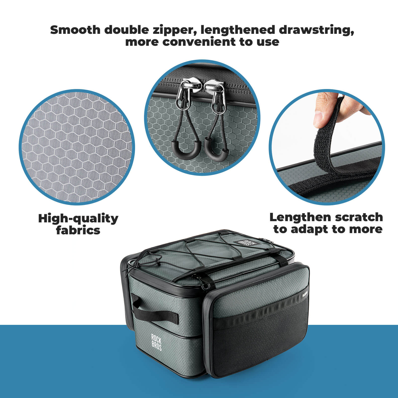 ROCKBROS Road to Sky bike pannier bag, foldable and versatile bike rack bag, 15-30L large capacity, waterproof and durable.