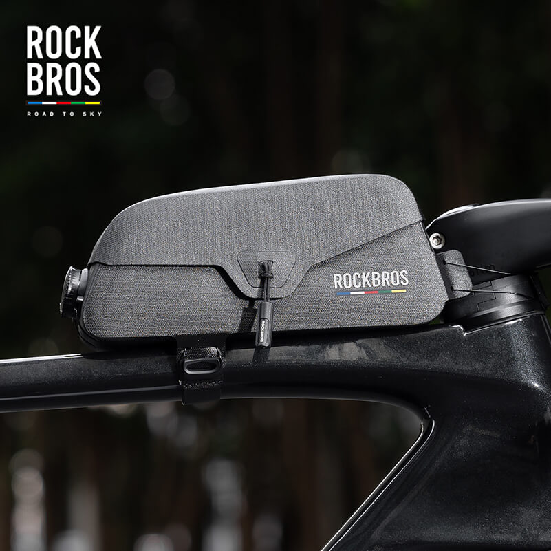 rockbros road-to-sky magnetic top-tube frame bag, 100 % waterproof, expandable 0.6–0.9 l, secured to carbon frame