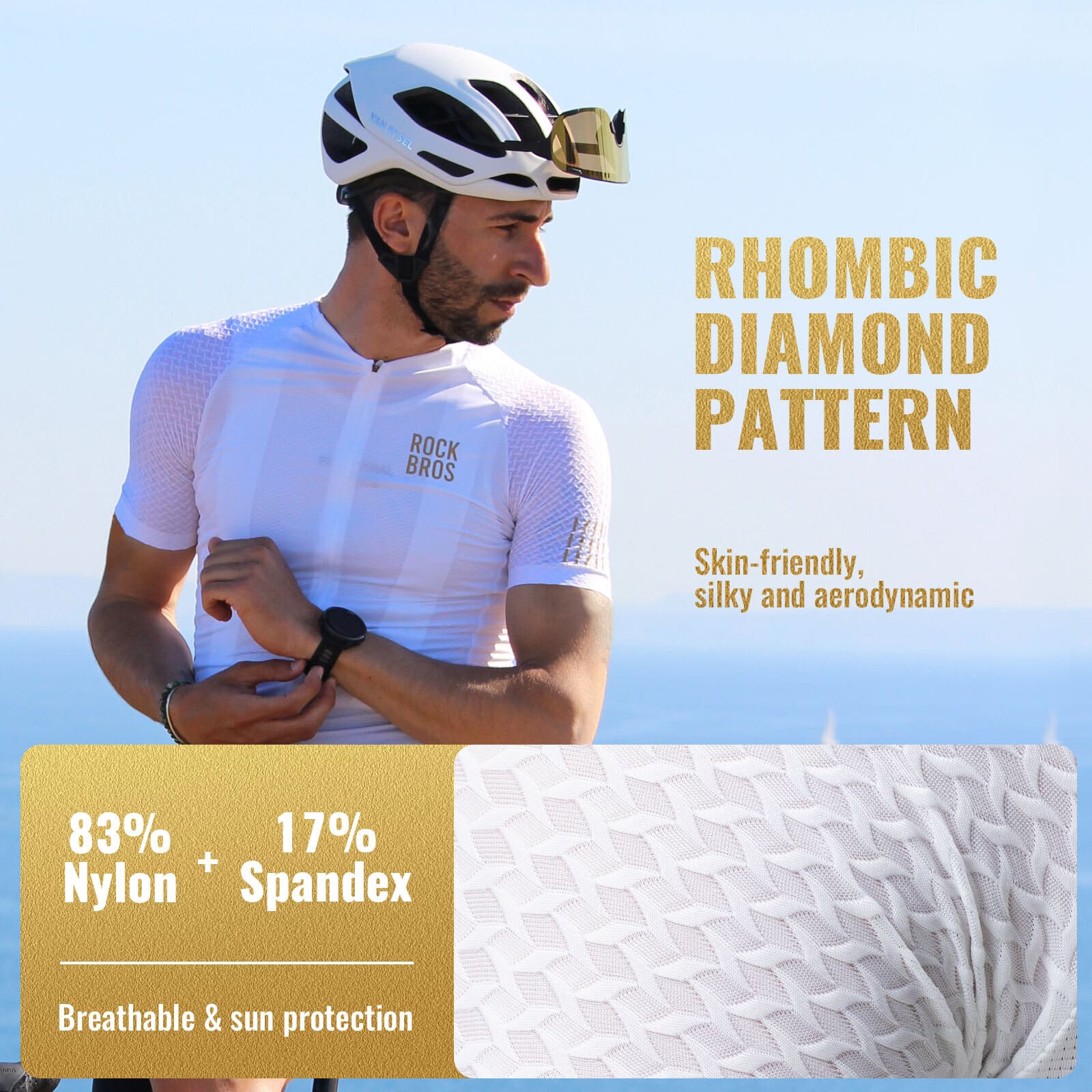 ROCKBROS Men’s Cycling Jersey – Diamond Pattern | Ride Hard, Stay Stylish!