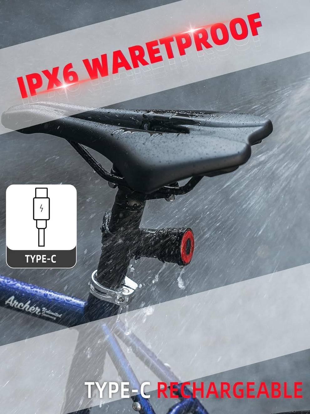 ROCKBROS Smart Bike Tail Light Brake Sensing Waterproof USB Rechargeable