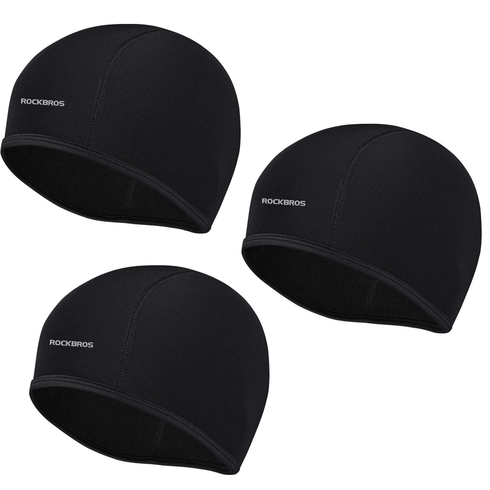 ROCKBROS Sports Beanie Skull Cap Helmet Liner Hats with Ear Covers #Style_3 PCS