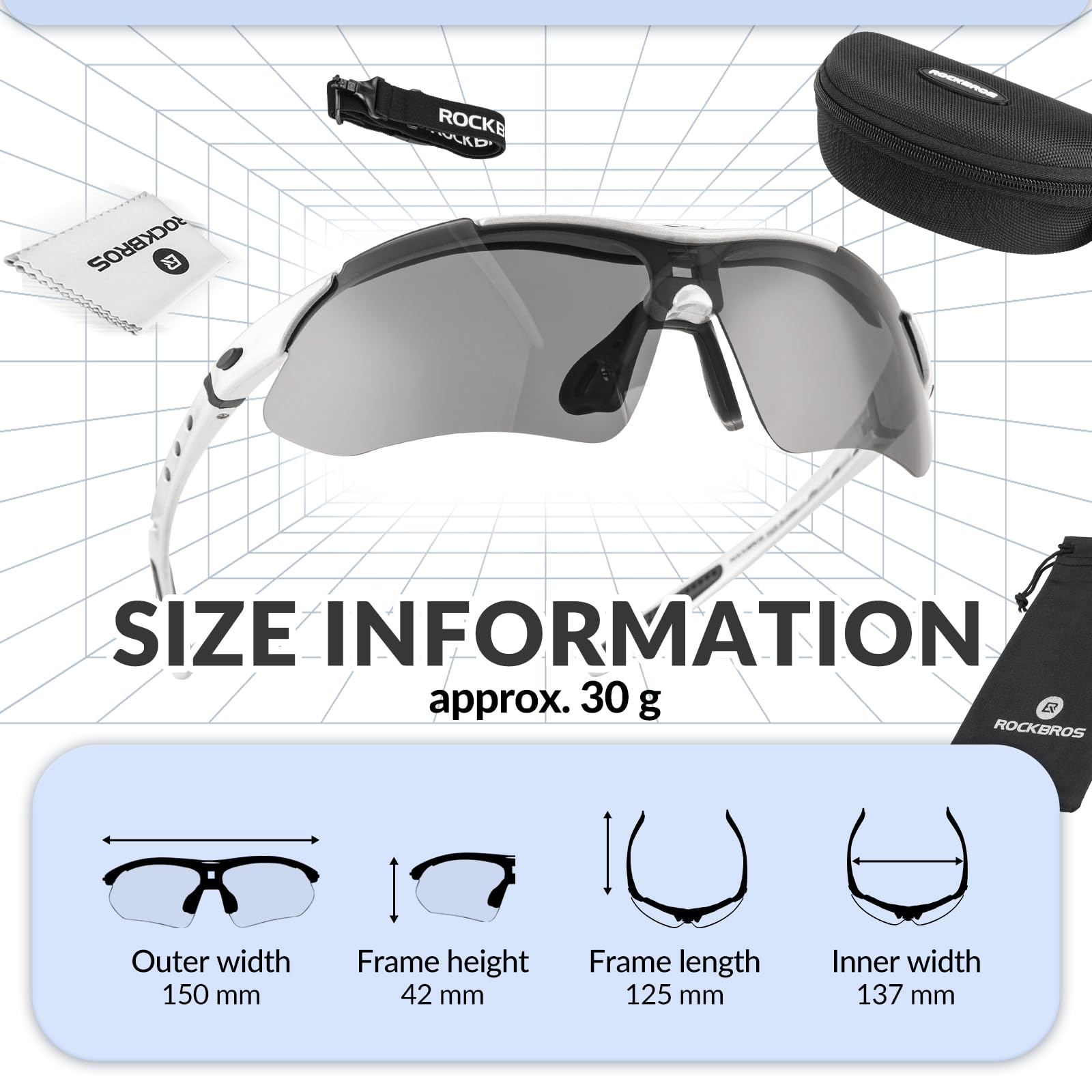 ROCKBROS Sports Sunglasses Photochromic Sunglasses with Headband #Style_Silver-photochromic Lenses