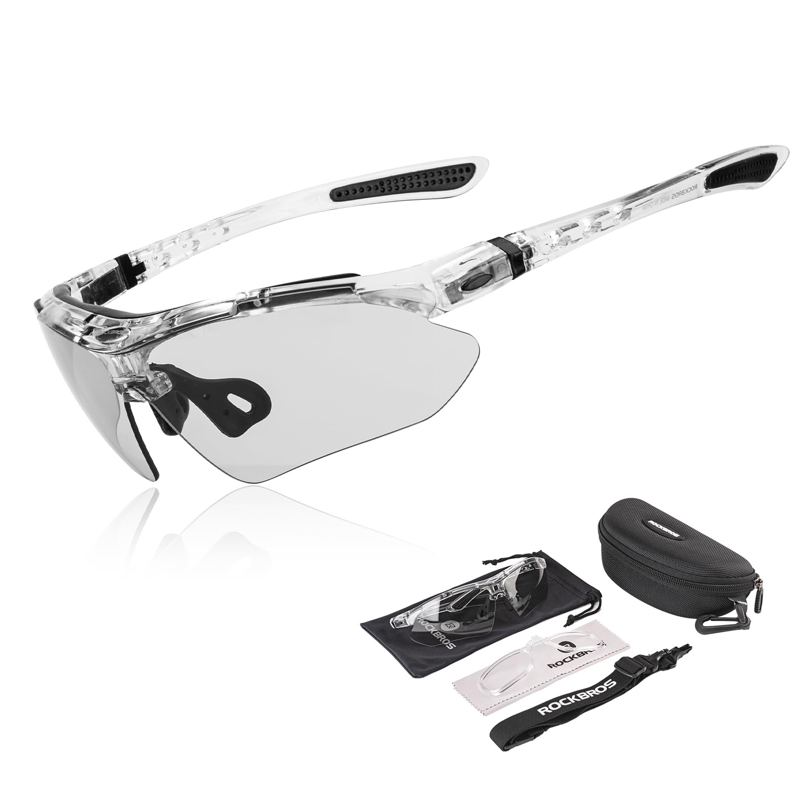 ROCKBROS Sports Sunglasses Photochromic Sunglasses with Headband #Style_Transparent-photochromic Lenses