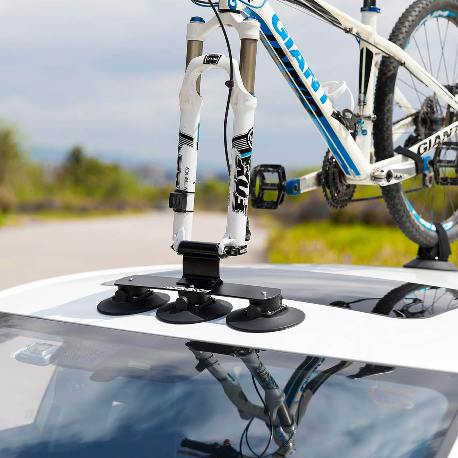 ROCKBROS Suction Cup Bike Rack for Car Roof Quick Release #Style_ One Bike Version
