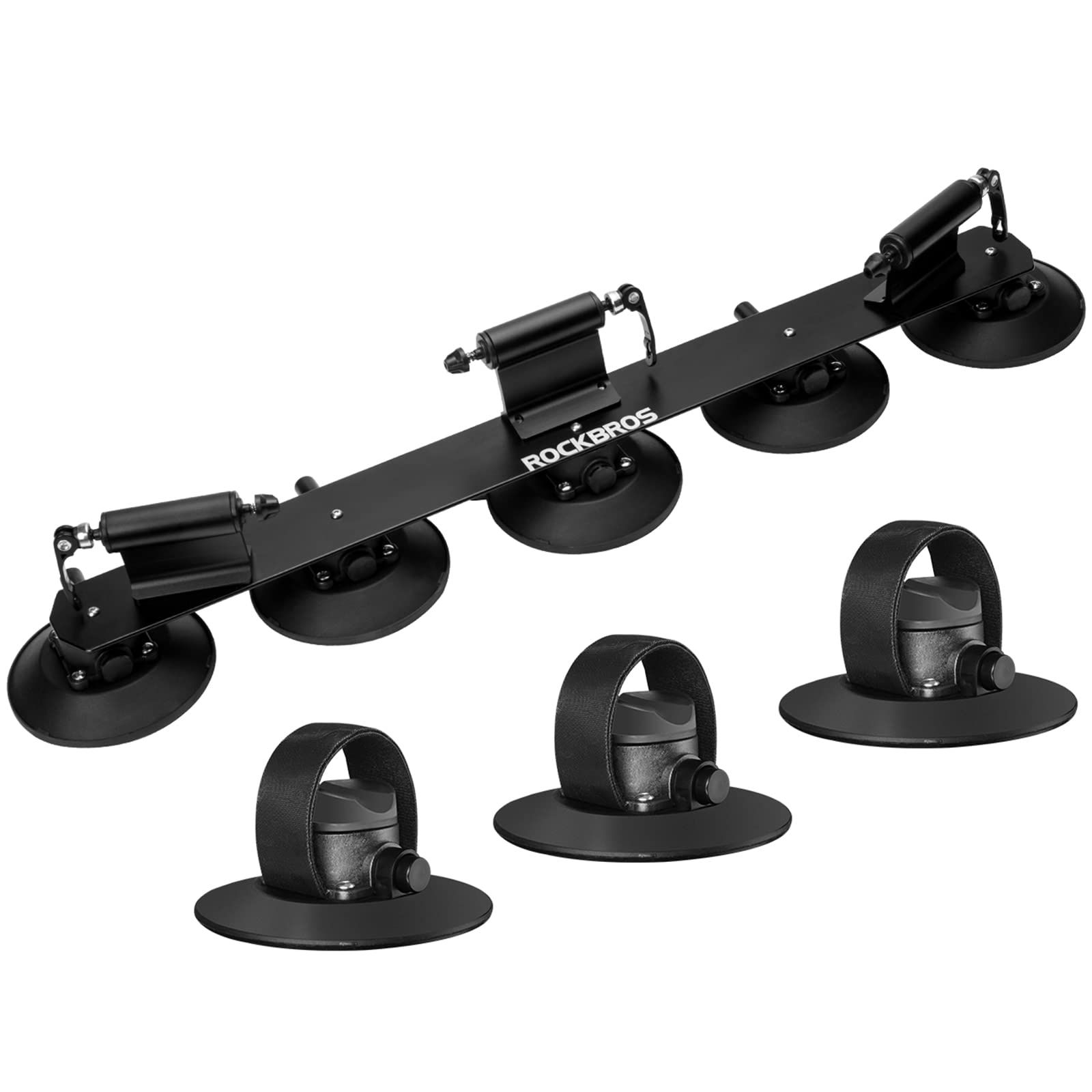 ROCKBROS Suction Cup Bike Rack for Car Roof Quick Release #Style_ Three-Bike Version
