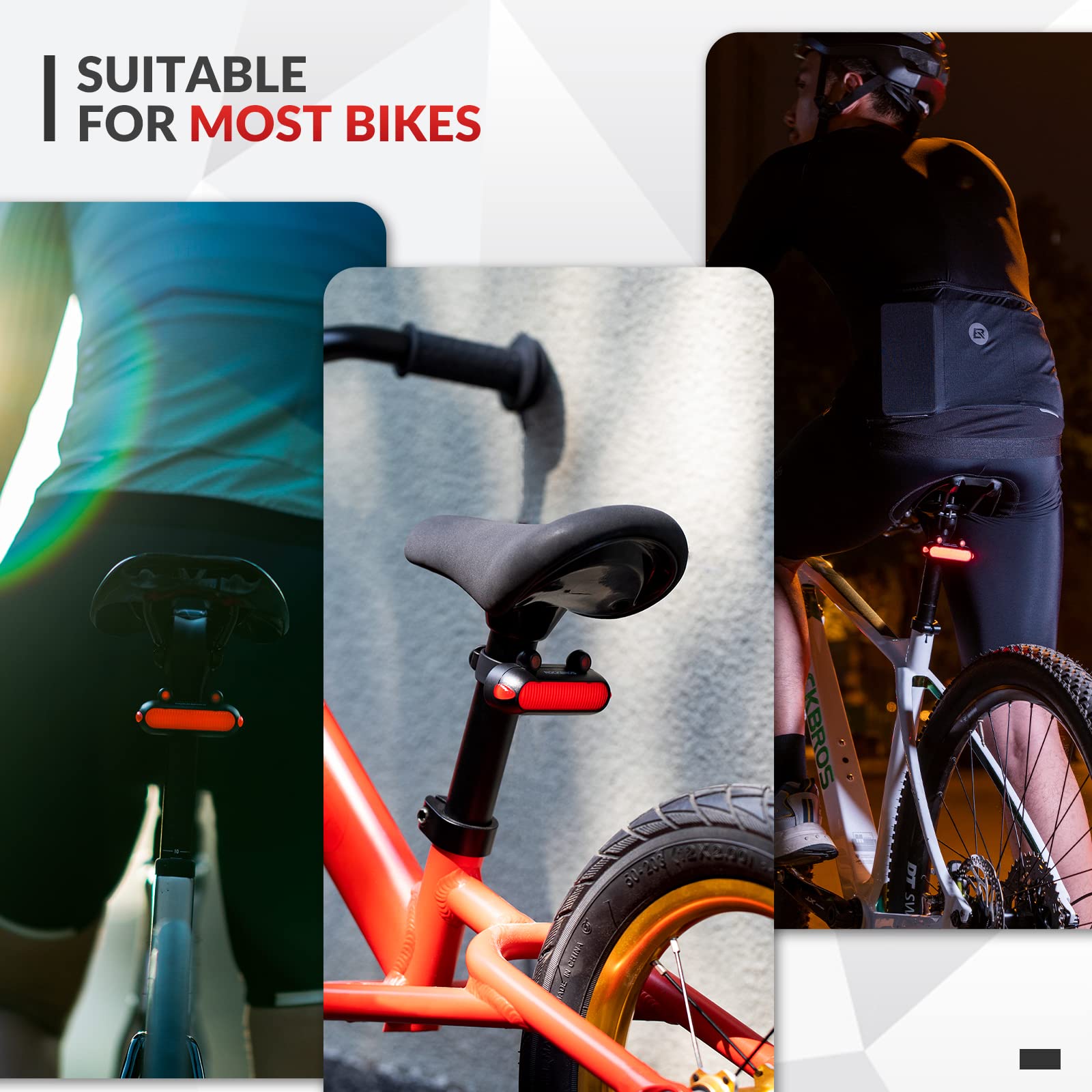 ROCKBROS USB Rechargeable Waterproof LED Bike Rear Tail Light with 5 Modes