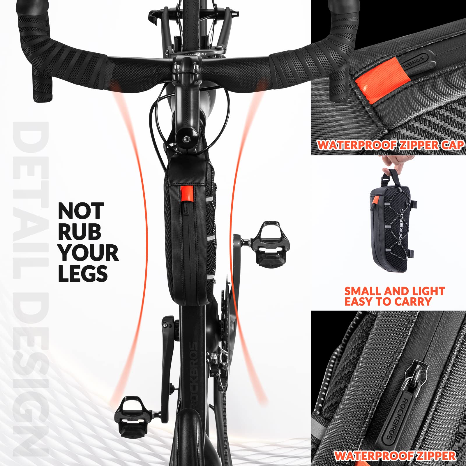 ROCKBROS Ultralight Bike Frame Bag Waterproof & Reflective Top Tube Bag