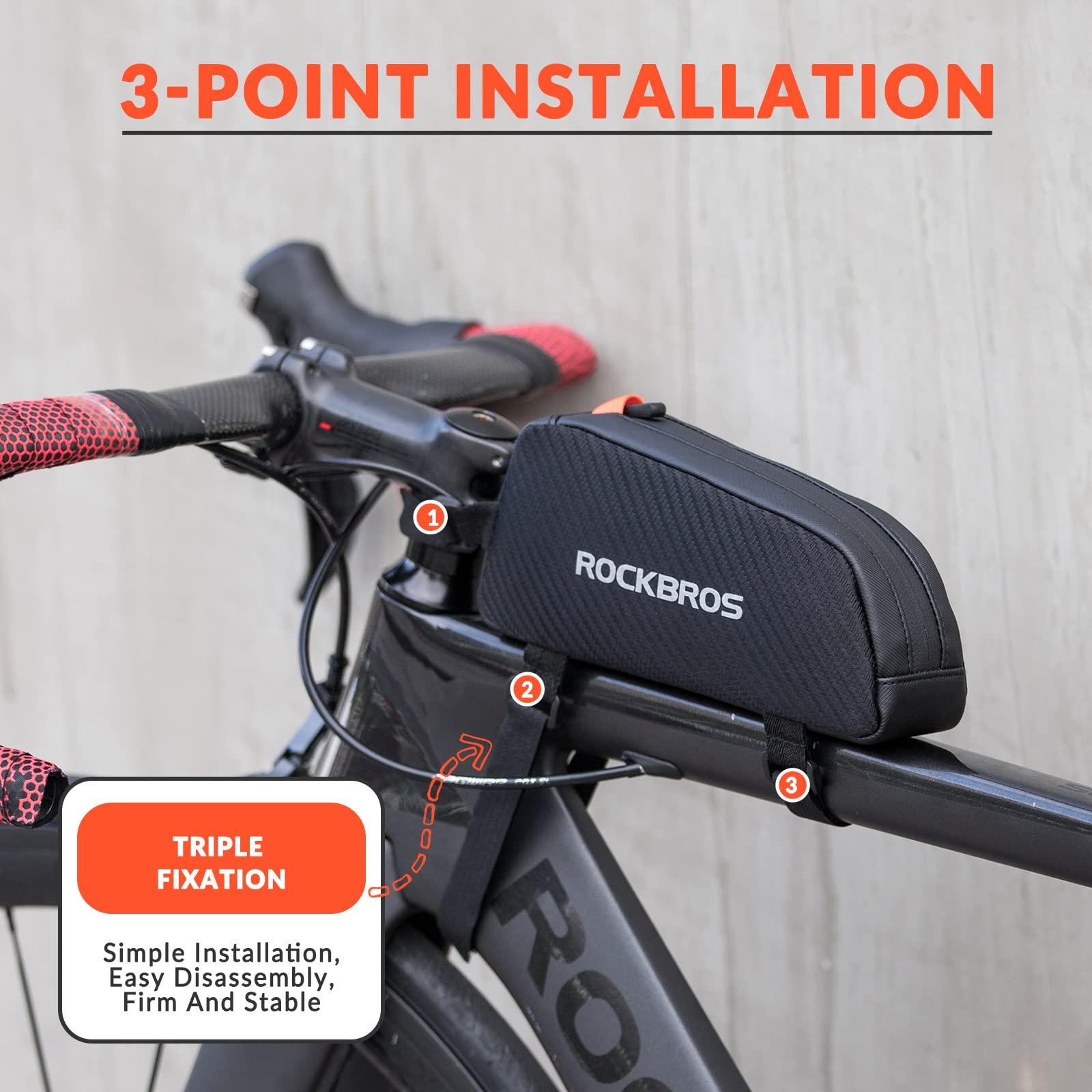 ROCKBROS Ultralight Bike Frame Bag Waterproof & Reflective Top Tube Bag